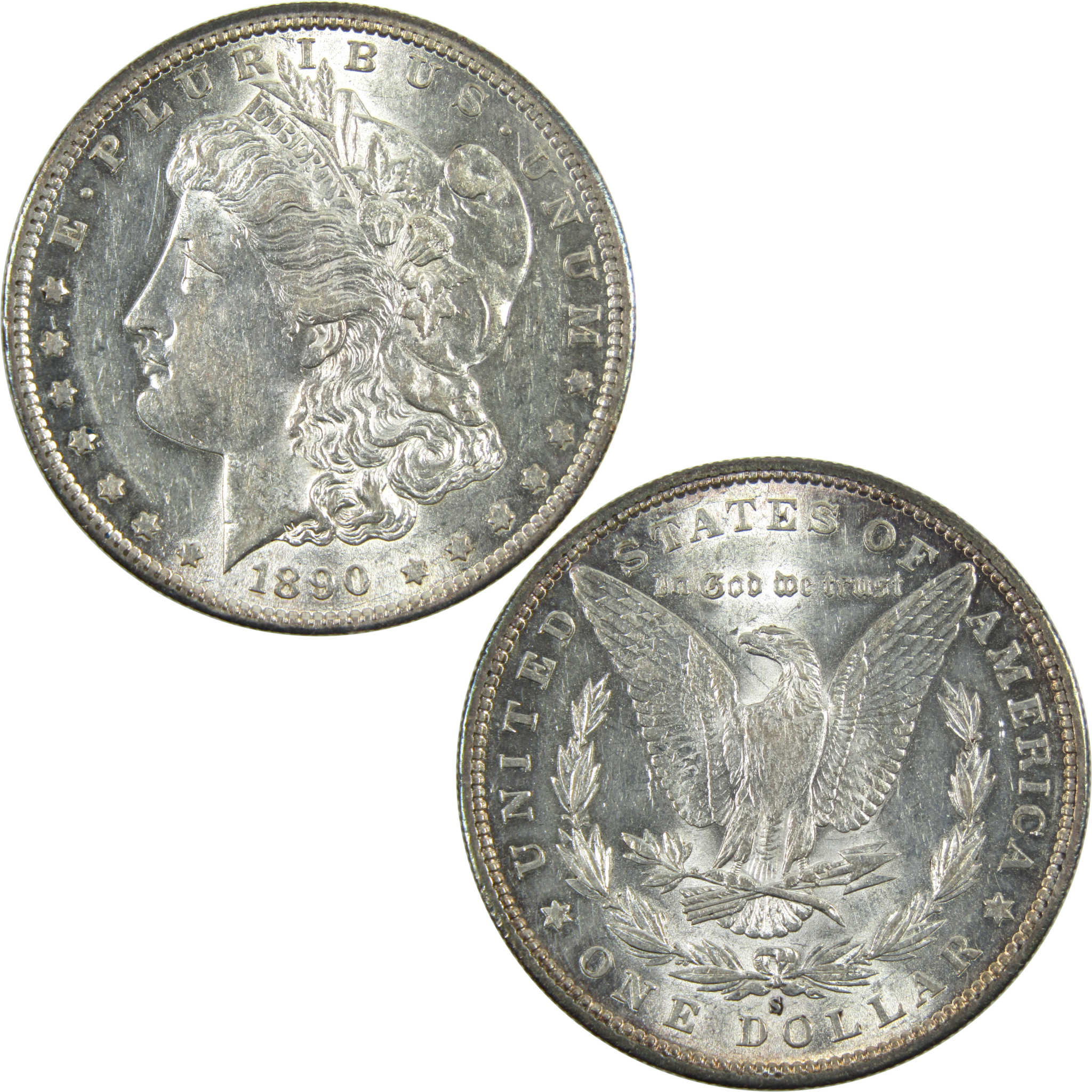 1890 S Morgan Dollar AU About Uncirculated Silver $1 Coin SKU:I14481 - Morgan coin - Morgan silver dollar - Morgan silver dollar for sale - Profile Coins &amp; Collectibles