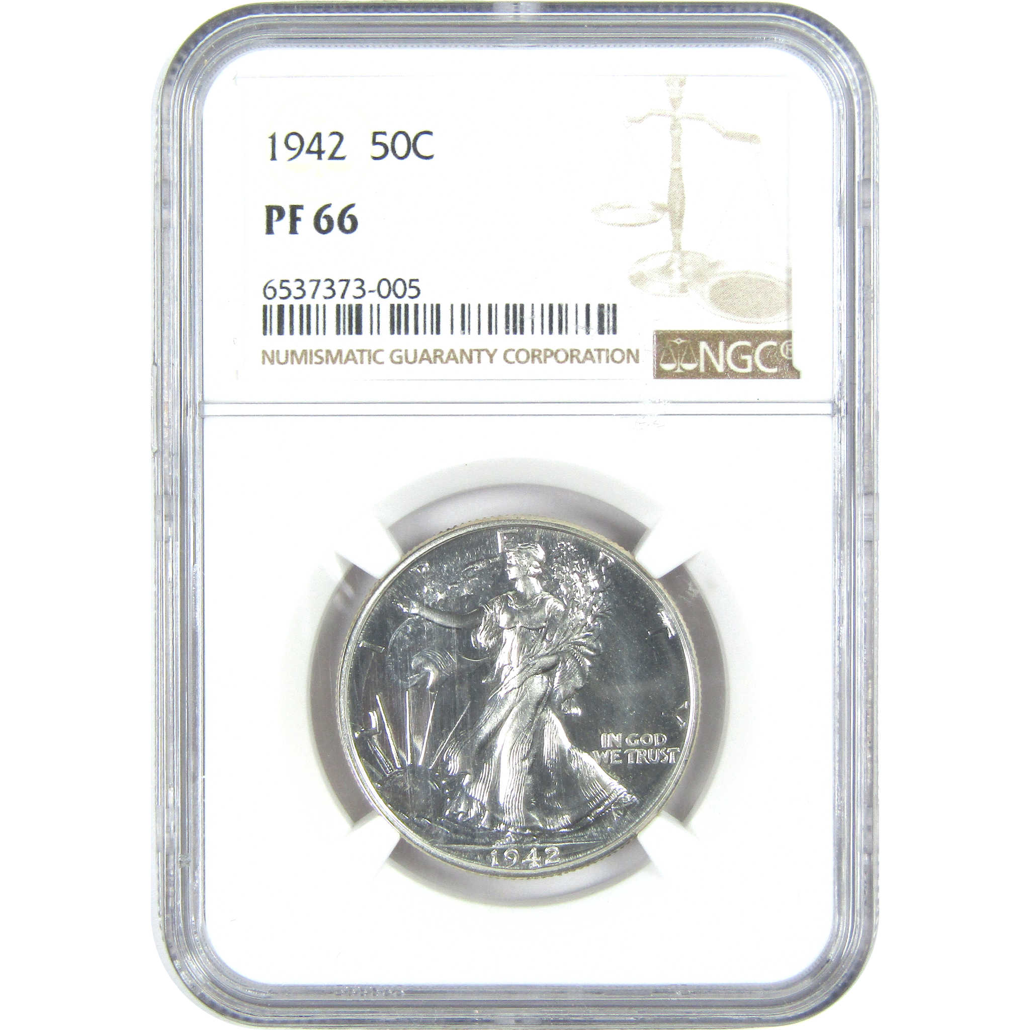 1942 Liberty Walking Half Dollar PF 66 NGC Silver 50c Proof Coin