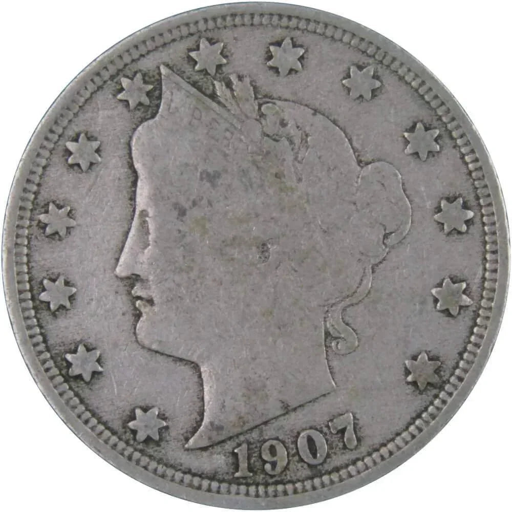 1907 Liberty Head V Nickel AF About Fine 5c Coin Collectible