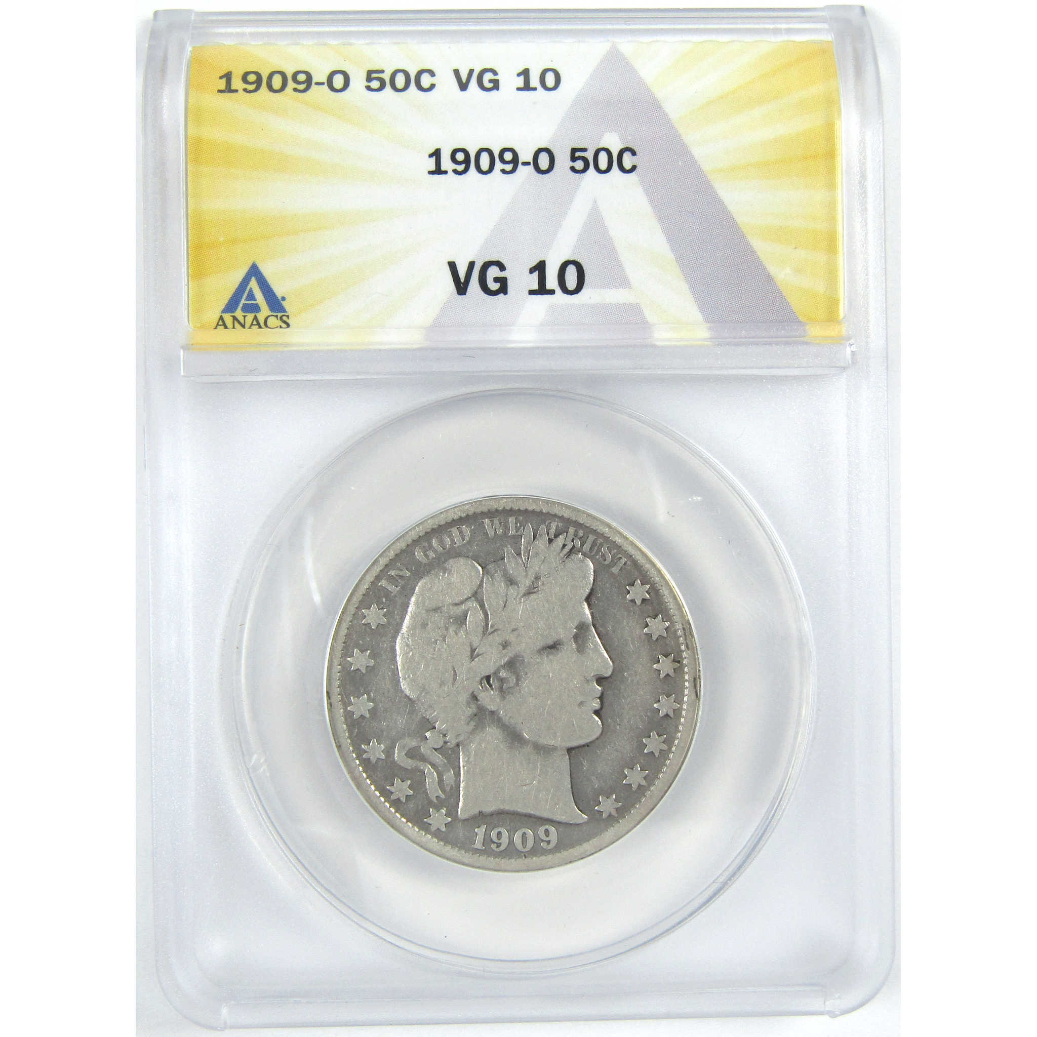 1909 O Barber Half Dollar VG 10 ANACS Silver 50c Coin SKU:I16352