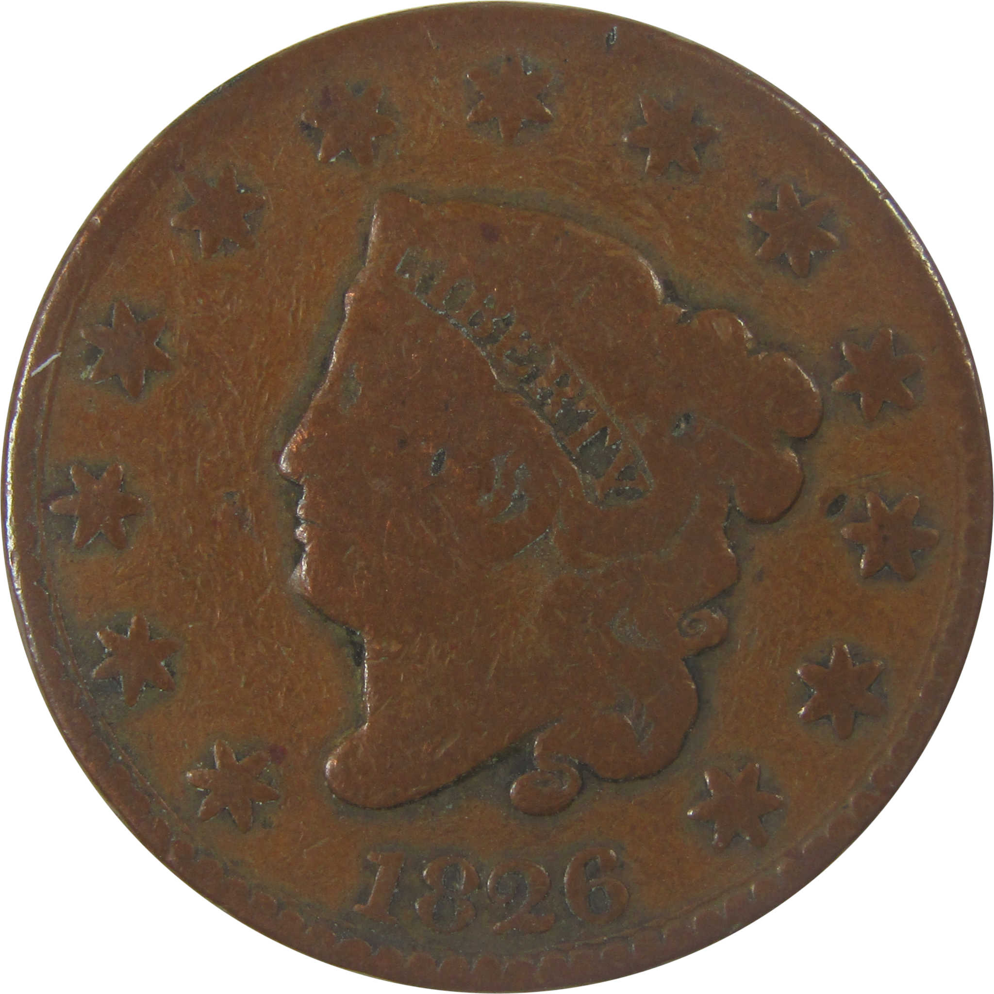 1826 Coronet Head Copper Large Cent VG Very Good Details SKU:I22677