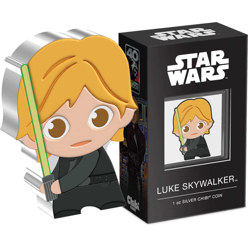 Star Wars Luke Skywalker Chibi 1 oz .999 Silver $2 COA SKU:OPC156