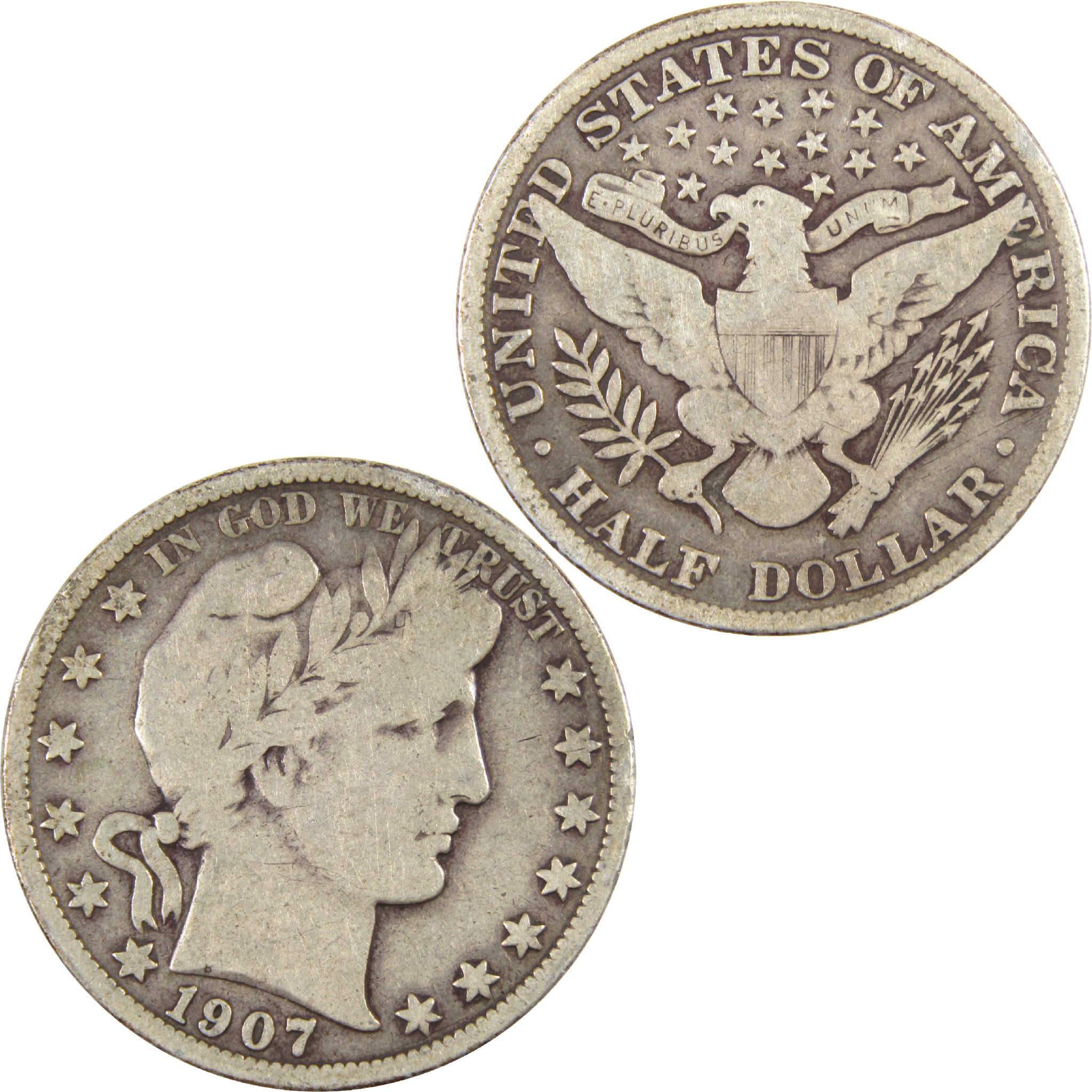 1907 Barber Half Dollar G Good Silver 50c Coin