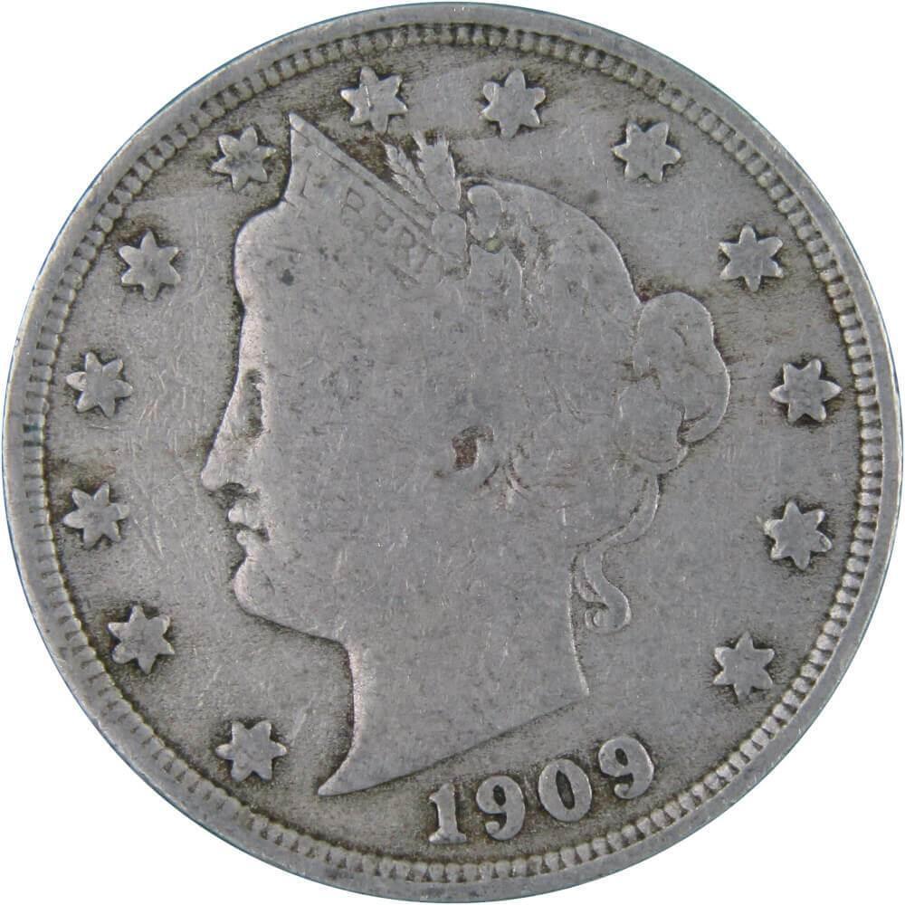 1909 Liberty Head V Nickel AF About Fine 5c Coin Collectible