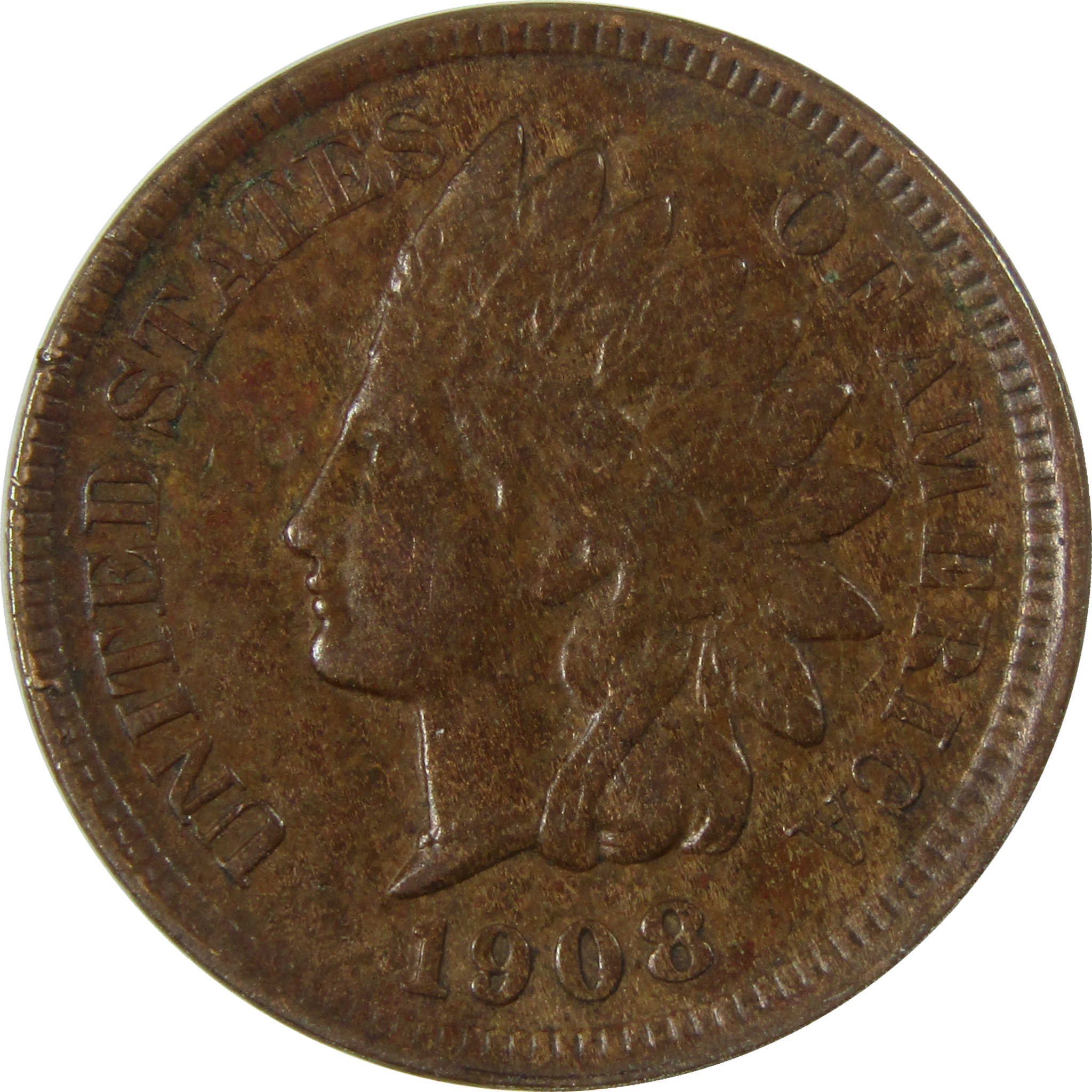 1908 Indian Head Cent XF EF Extremely Fine Penny 1c Coin SKU:I26950