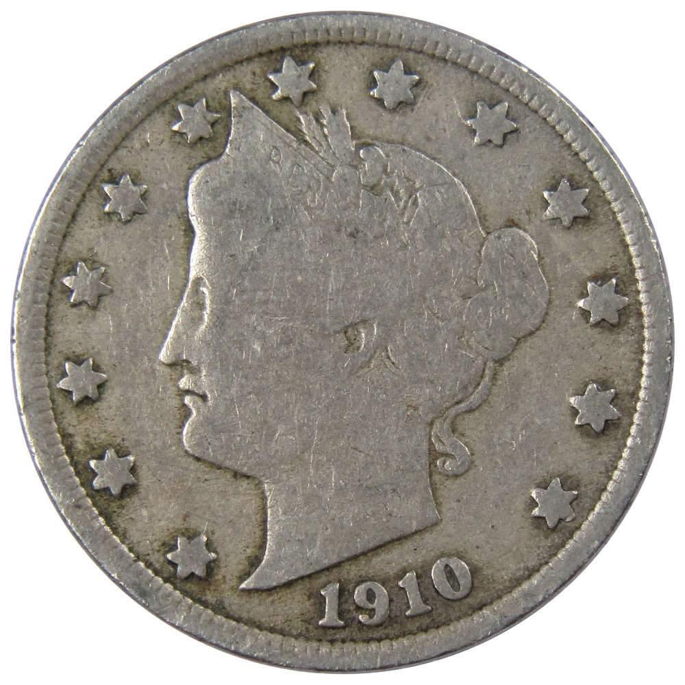1910 Liberty Head V Nickel VG Very Good 5c Coin Collectible