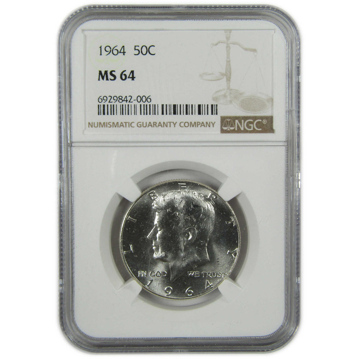 1964 Kennedy Silver Half Dollar MS 64 NGC 50c Coin SKU:I28789