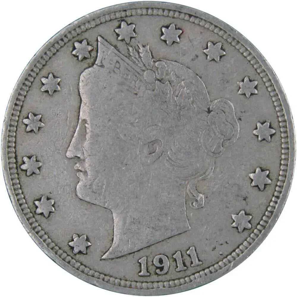 1911 Liberty Head V Nickel AF About Fine 5c Coin Collectible