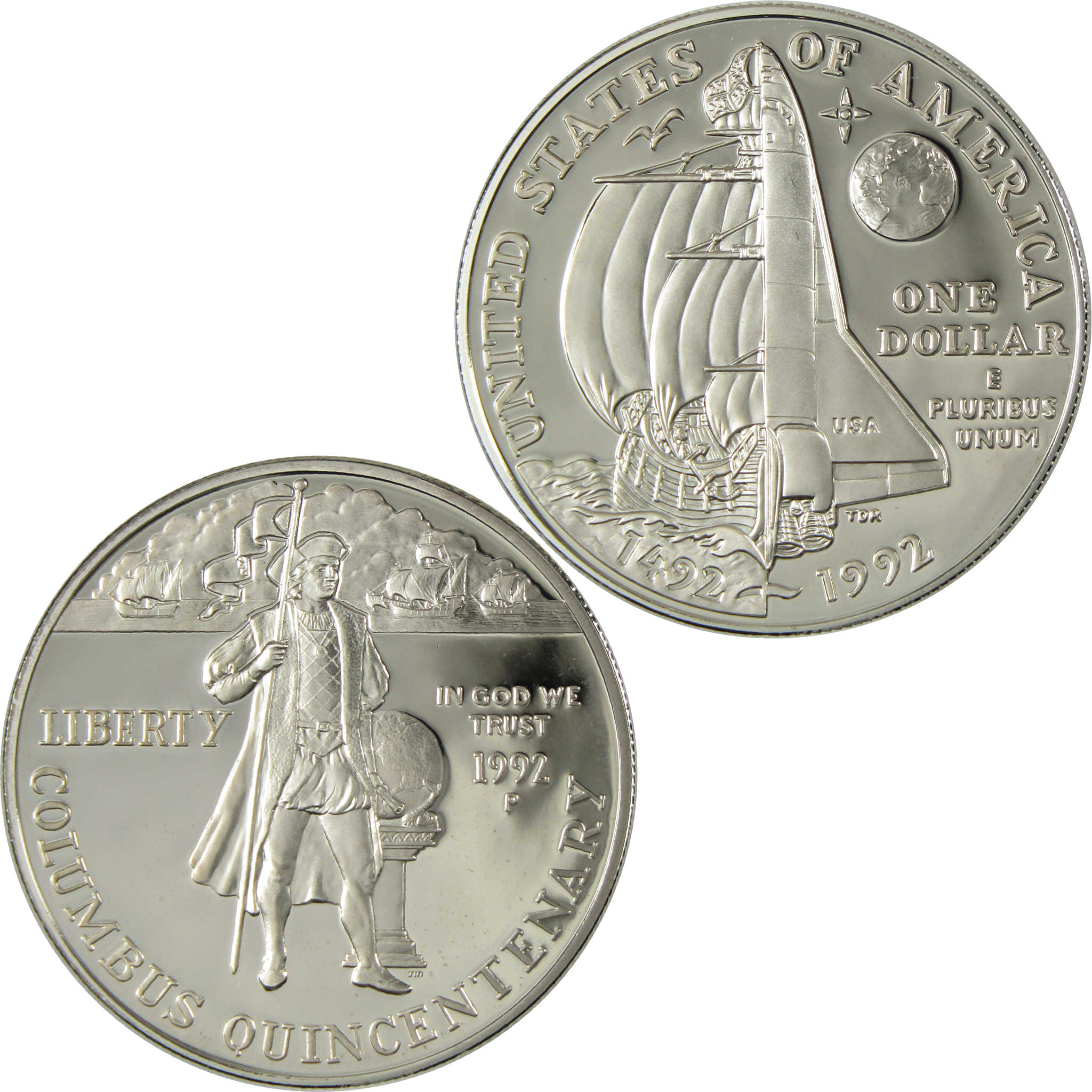 1992 P Christopher Columbus Commemorative Silver Dollar Proof $1 Coin