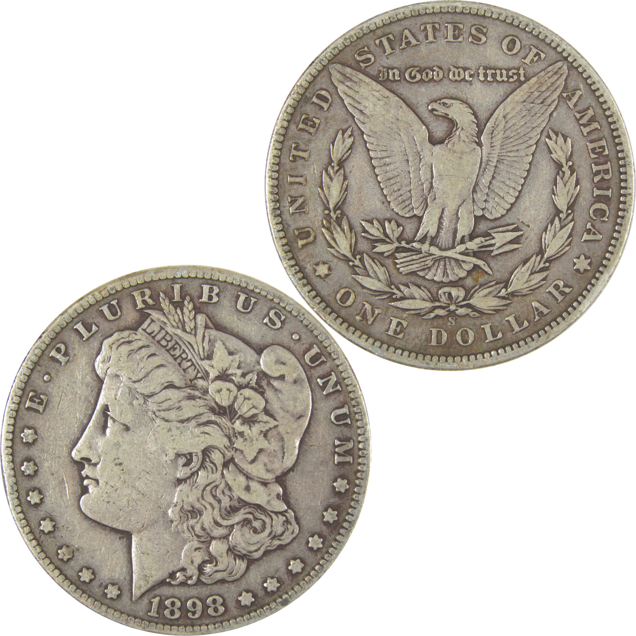 1898 S Morgan Dollar F Fine Silver $1 Coin SKU:I22560 - Morgan coin - Morgan silver dollar - Morgan silver dollar for sale - Profile Coins &amp; Collectibles