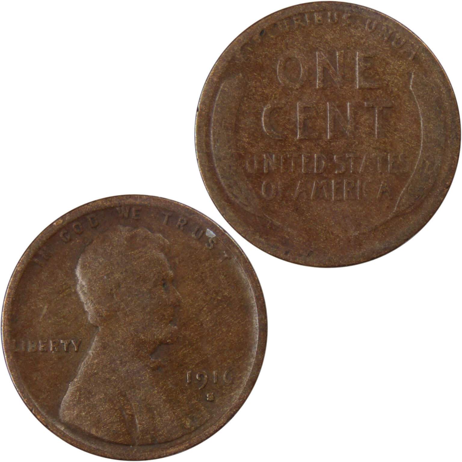 1916 S Lincoln Wheat Cent AG About Good Penny 1c Coin