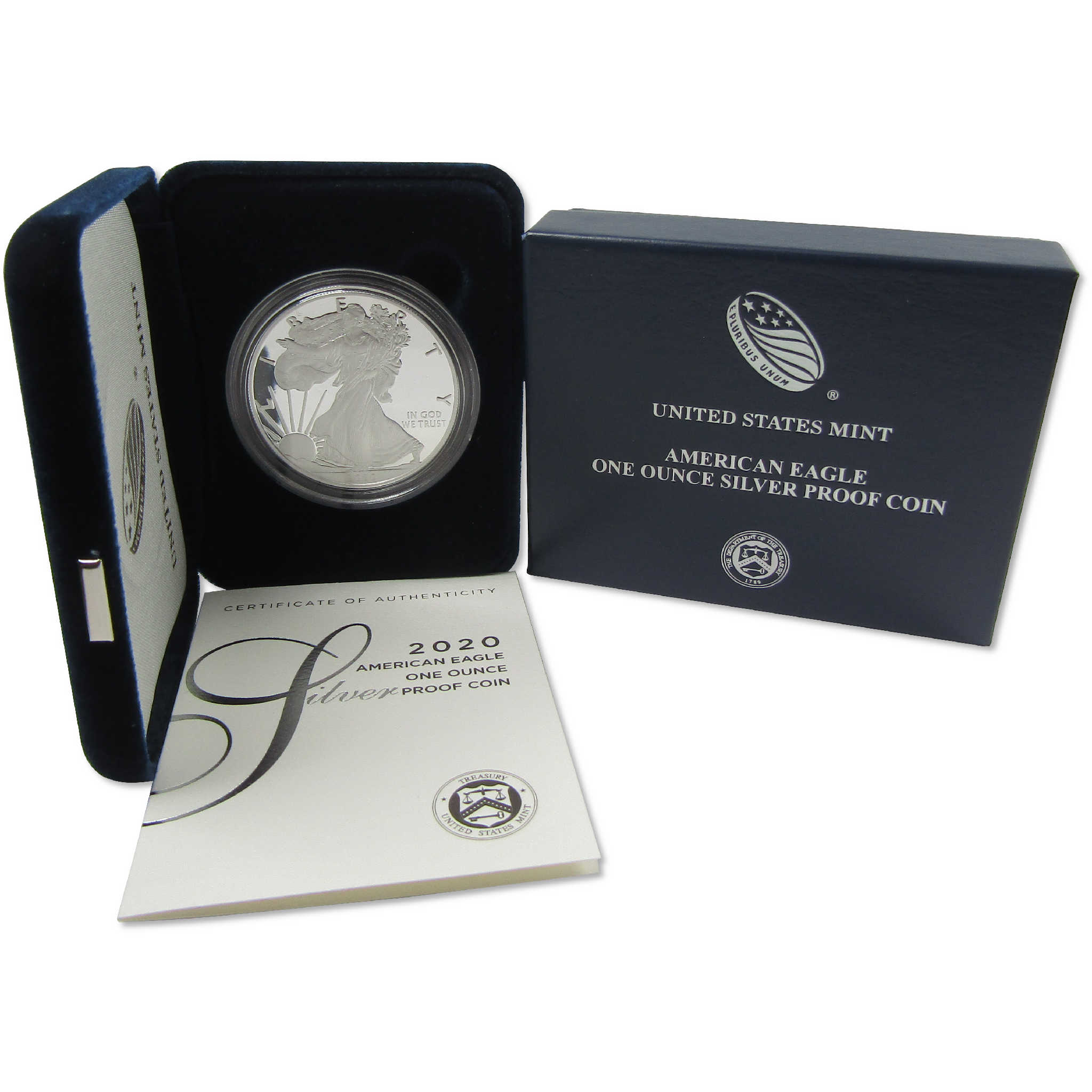 2020 W American Silver Eagle Choice Proof Bullion $1 Coin OGP COA