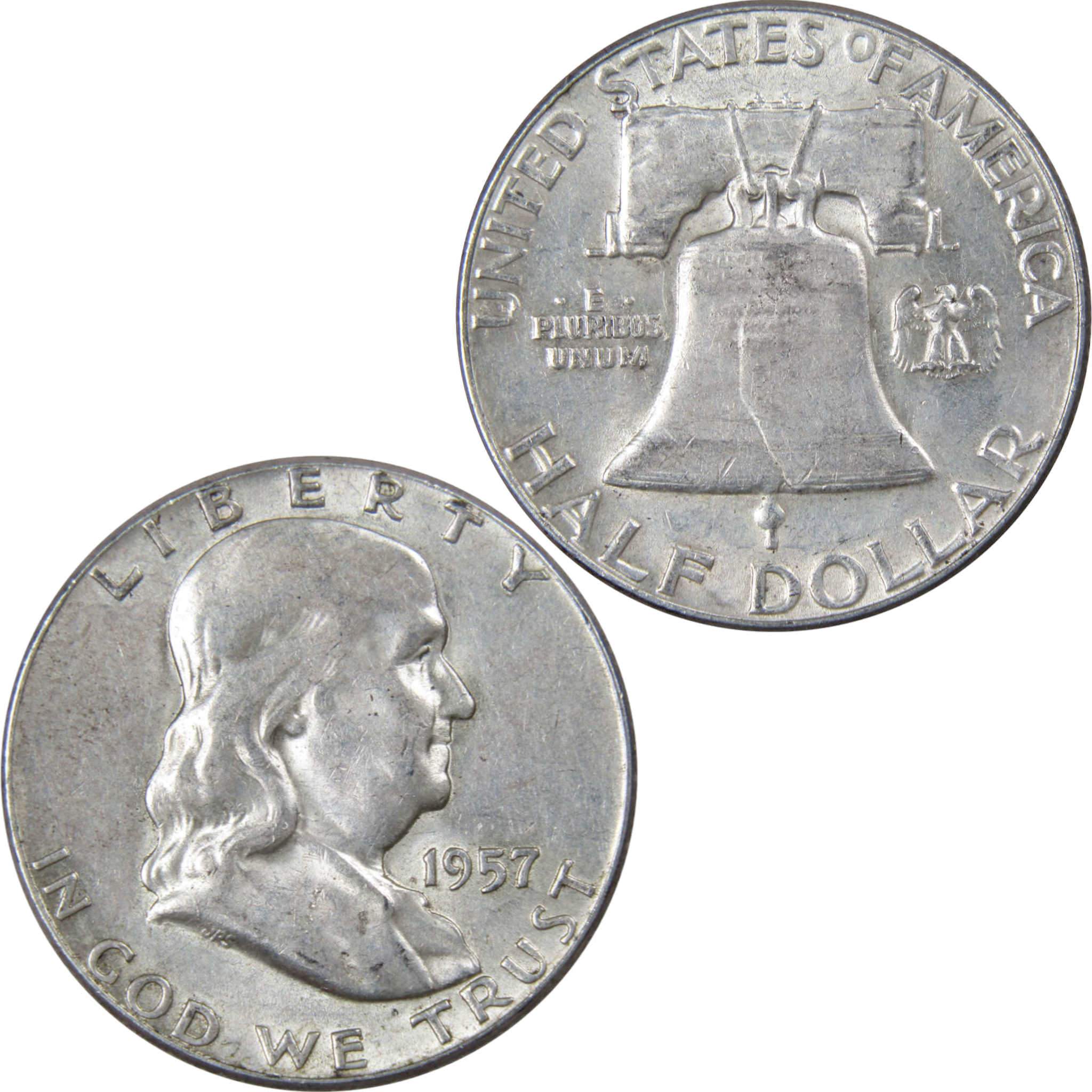 1957 Franklin Half Dollar AU About Uncirculated Silver 50c Coin