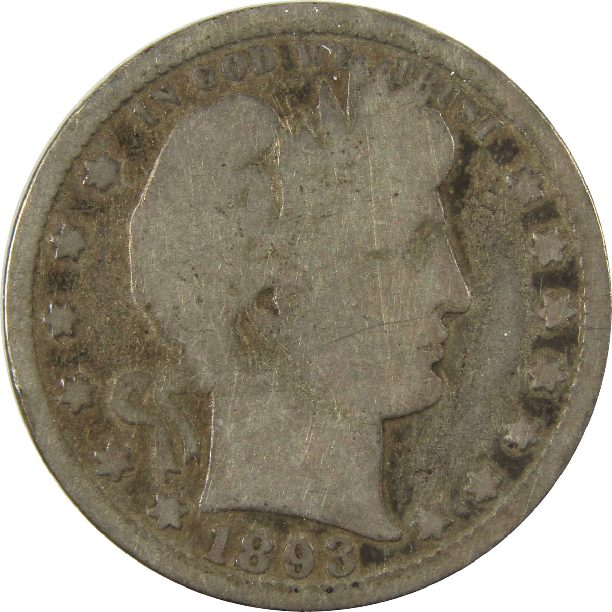 1893 O Barber Silver Quarter G Good Details 25c Coin SKU:I28545