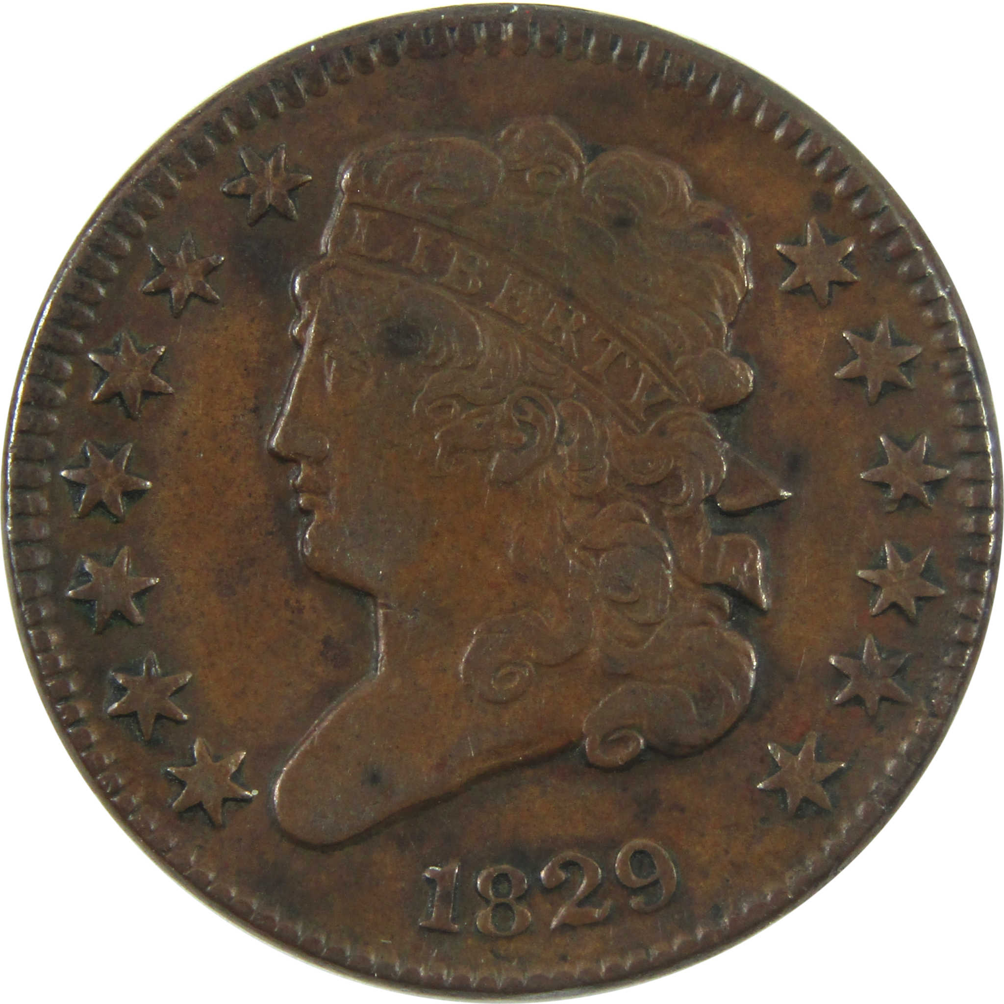 1829 Classic Head Half Cent VF Very Fine Copper Penny SKU:I14898