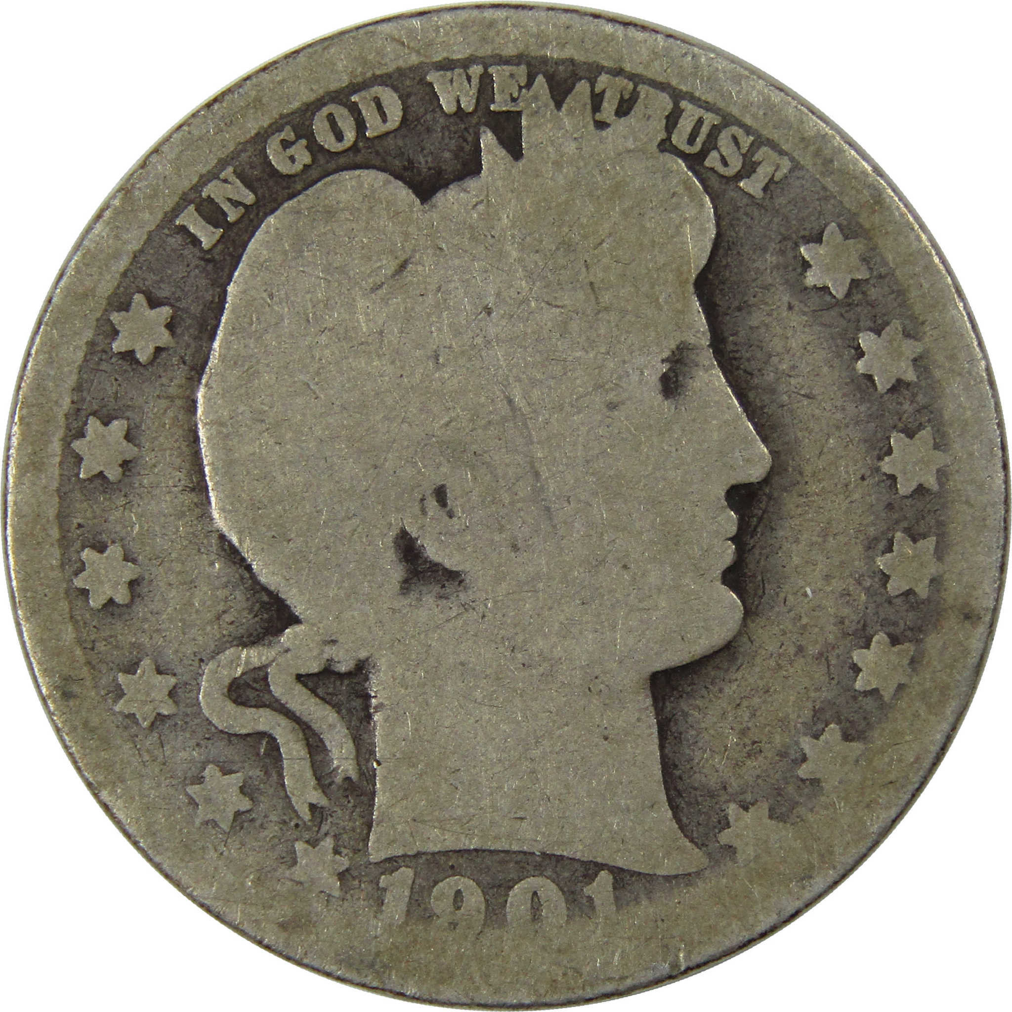 1901 O Barber Quarter AG About Good Silver 25c Coin SKU:I23717