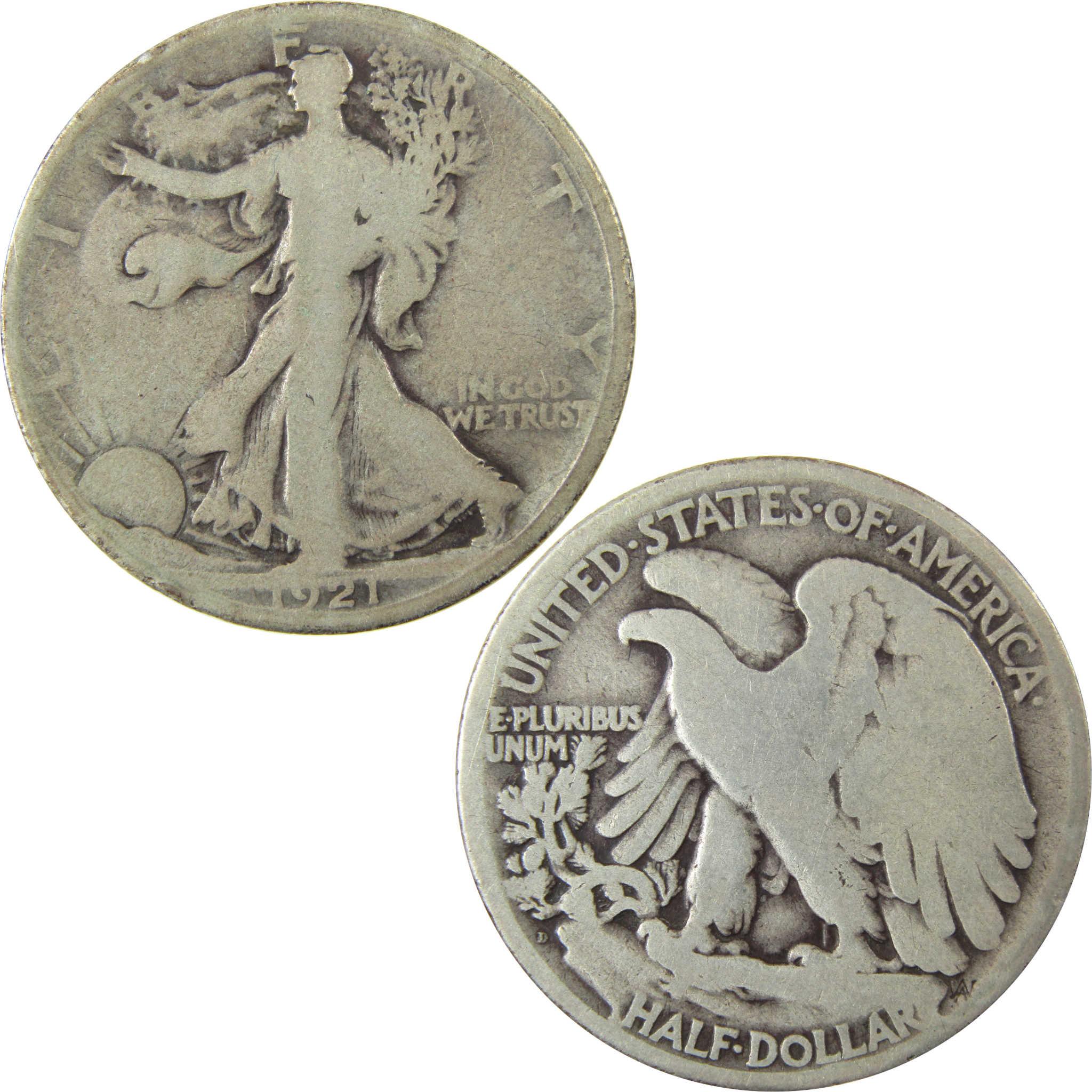 1921 D Liberty Walking Silver Half Dollar VG Very Good SKU:CP1429