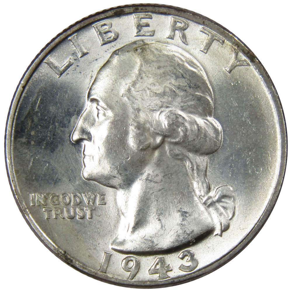 1943 Washington Quarter BU Uncirculated Mint State 90% Silver 25c US Coin