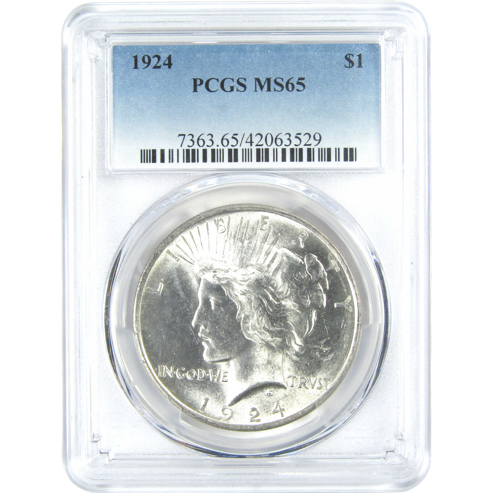 1924 Peace Dollar MS 65 PCGS Silver $1 Uncirculated Coin