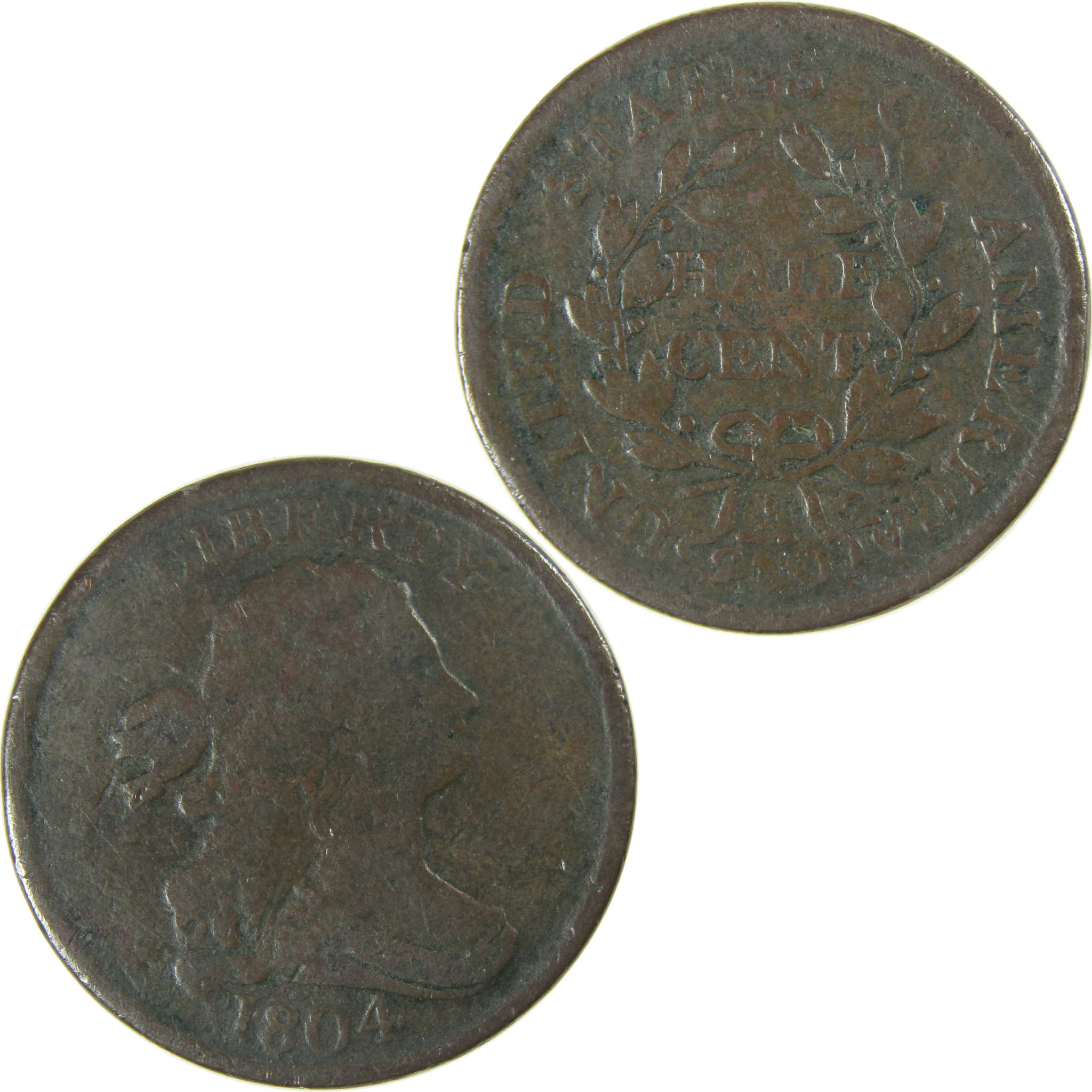 1804 Crosslet 4 Stems Draped Bust Copper 1/2c G Good Coin SKU:EL27093