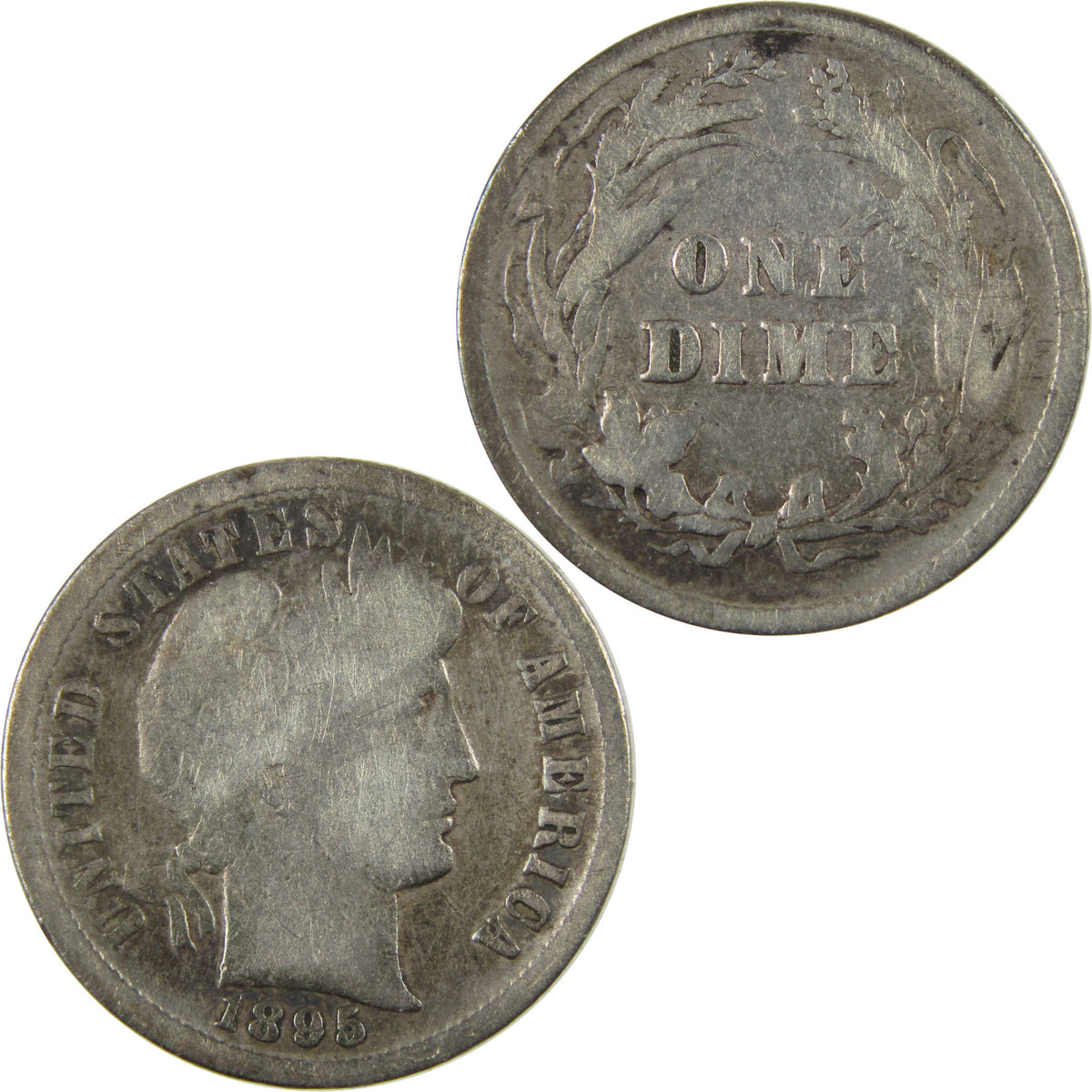 1895 Barber Silver Dime G Good Details 10c Coin Collectible SKU:CP1765