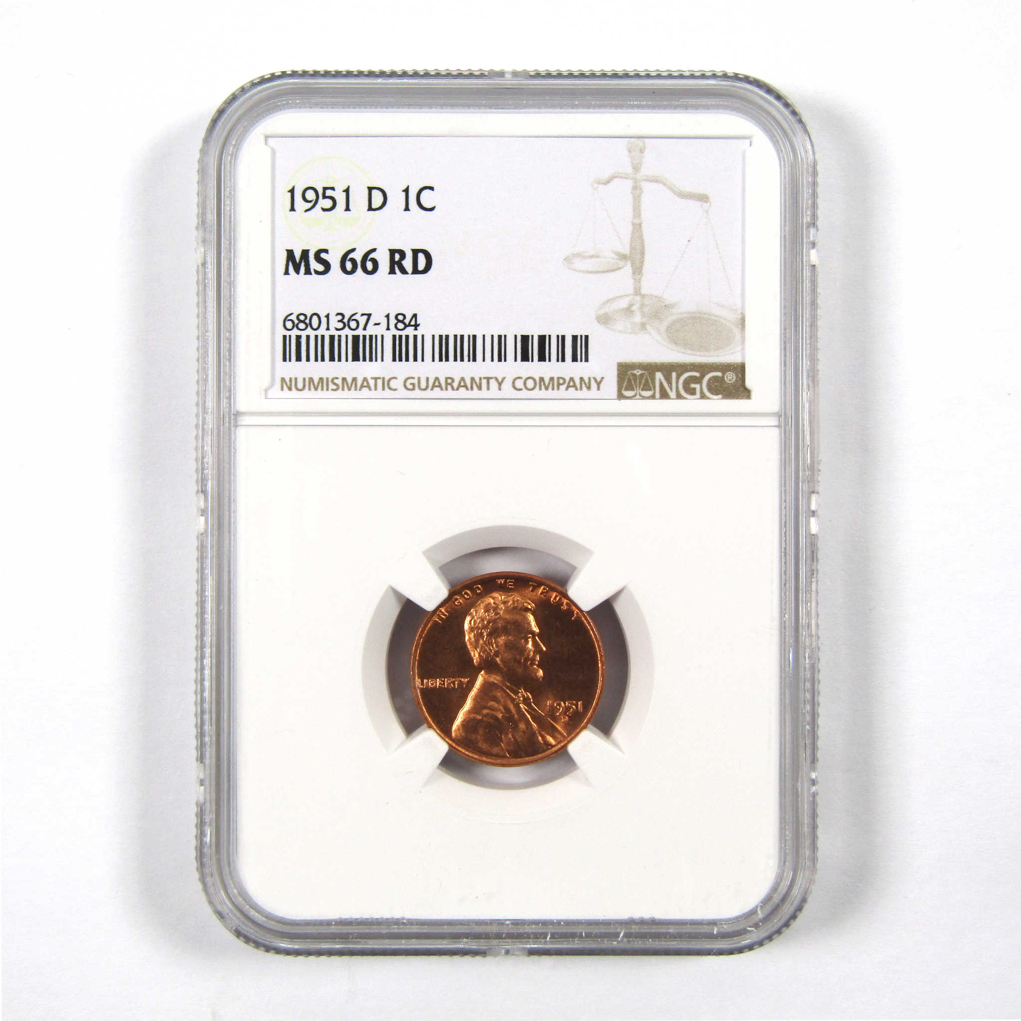 1951 D Lincoln Wheat Cent MS 66 RD NGC Penny 1c Uncirculated SKU:I9682