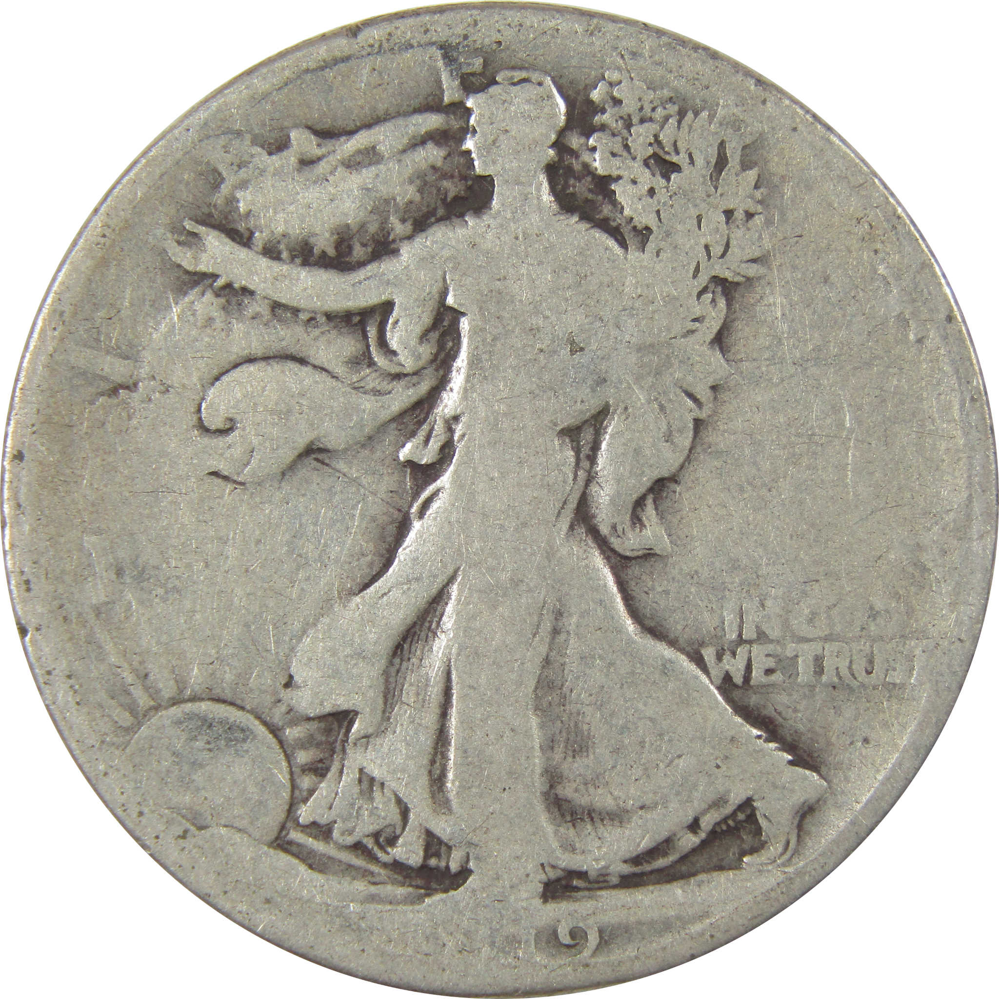 1919 S Liberty Walking Silver Half Dollar AG About Good SKU:I24115