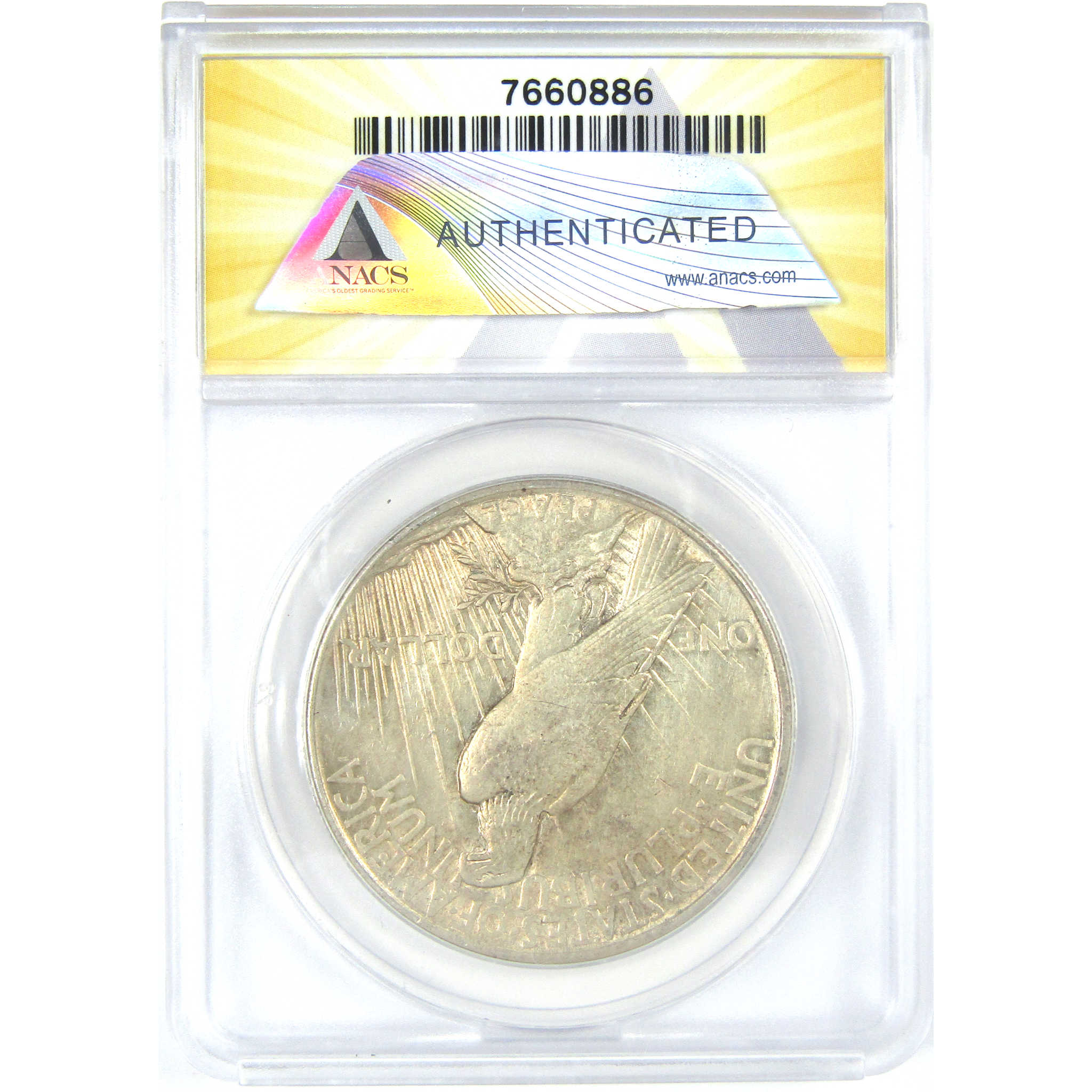 1921 High Relief Peace Dollar AU 50 Details ANACS Silver $1 SKU:I16238