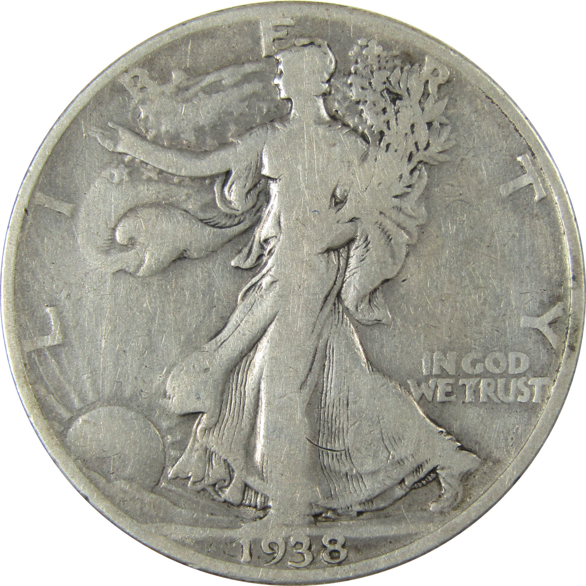 1938 D Liberty Walking Silver 50c VG Very Good Details SKU:I26011