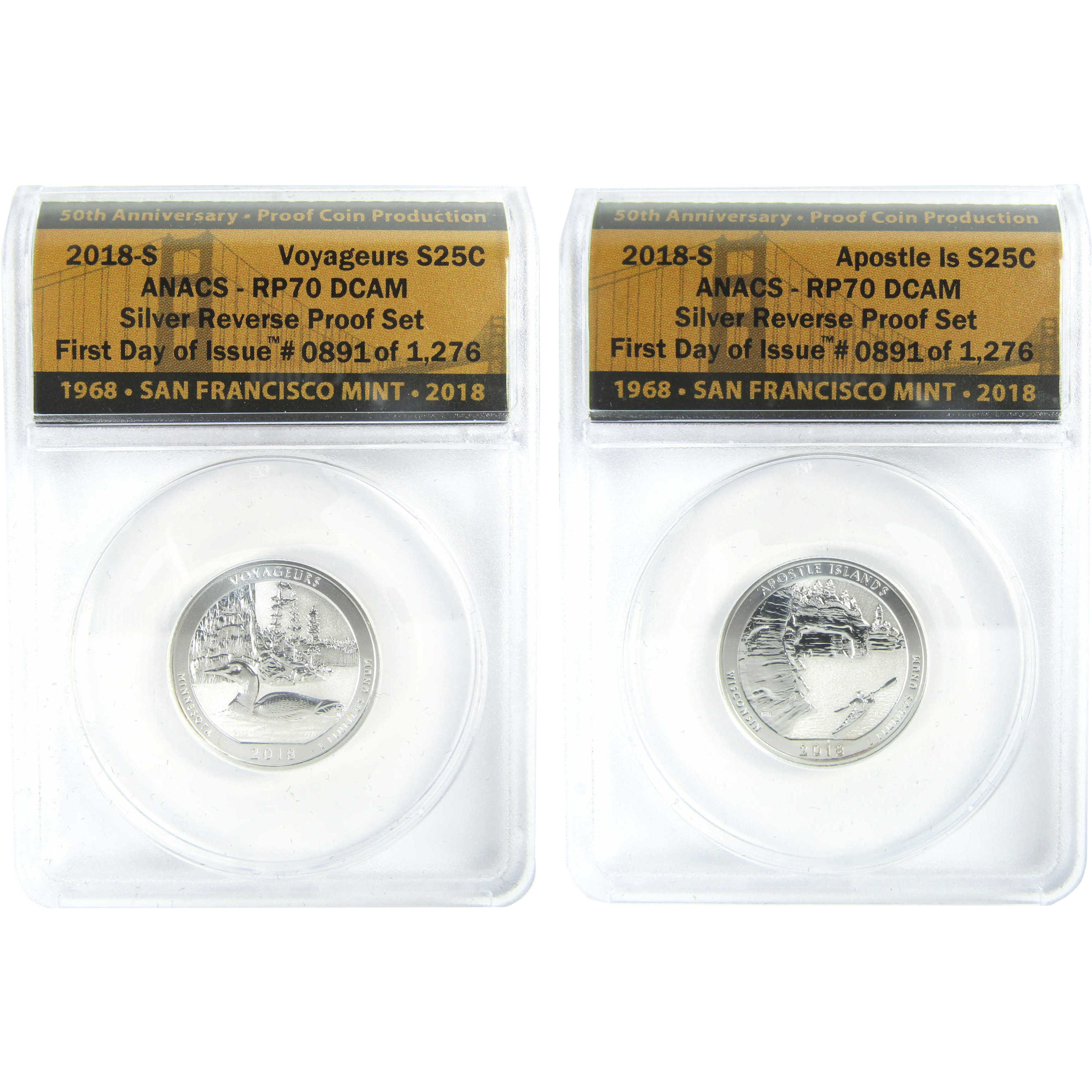 2018 S U.S. Mint Silver Reverse Proof Set RP 70 DCAM ANACS SKU:CPC9416