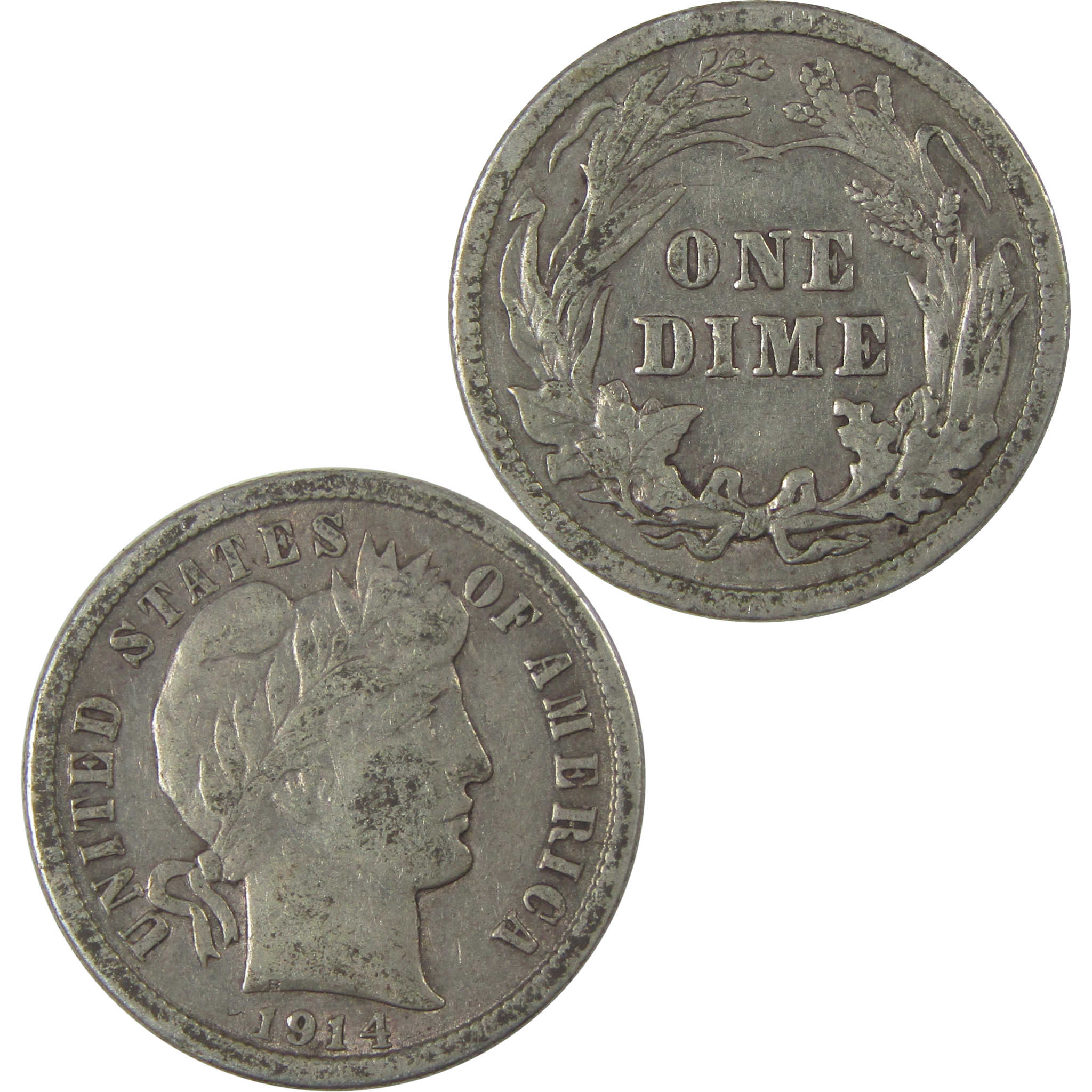 1914 Barber Dime XF EF Extremely Fine Silver 10c Coin SKU:I21106