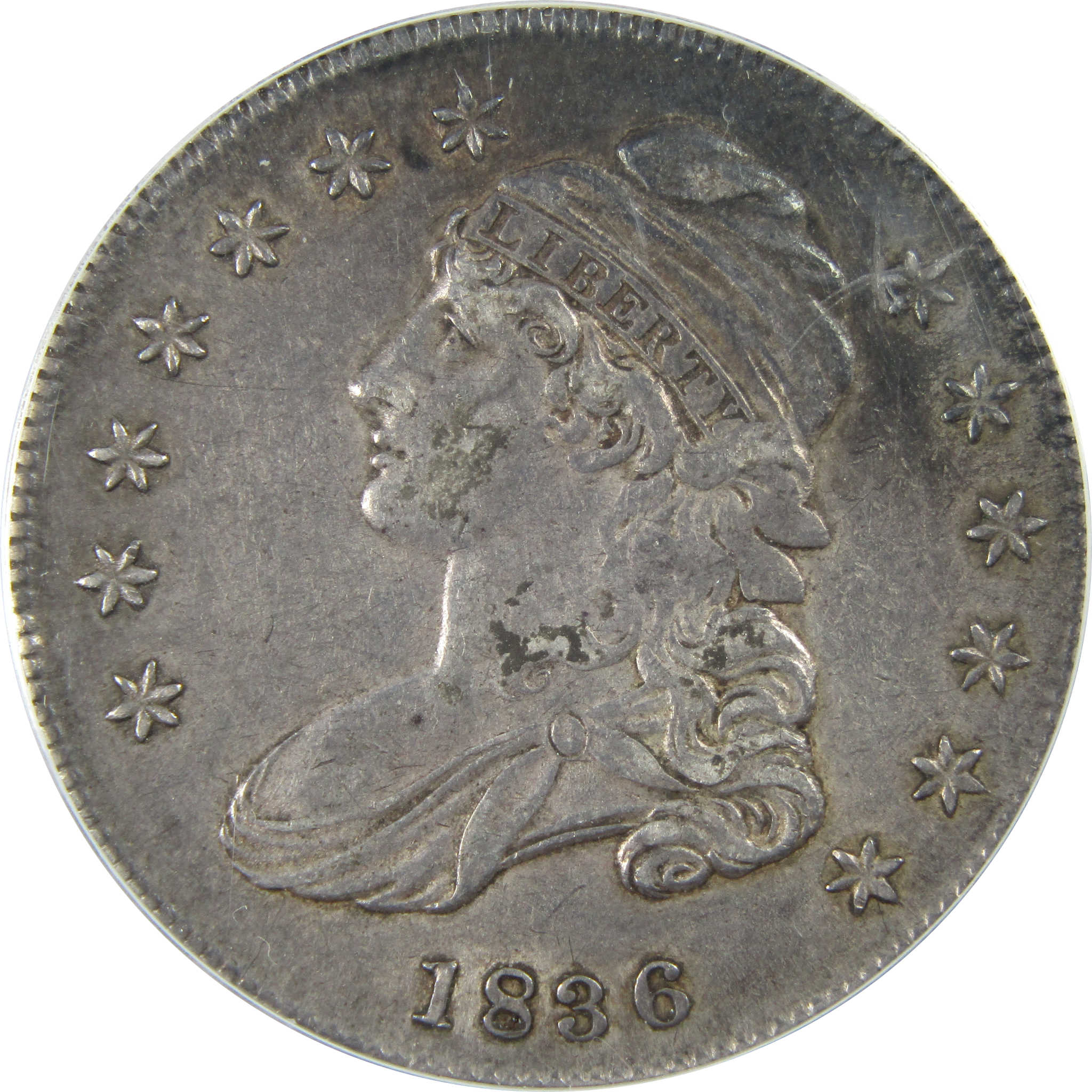 1836 Lettered Edge Capped Bust Half EF 40 Details ANACS SKU:I12138