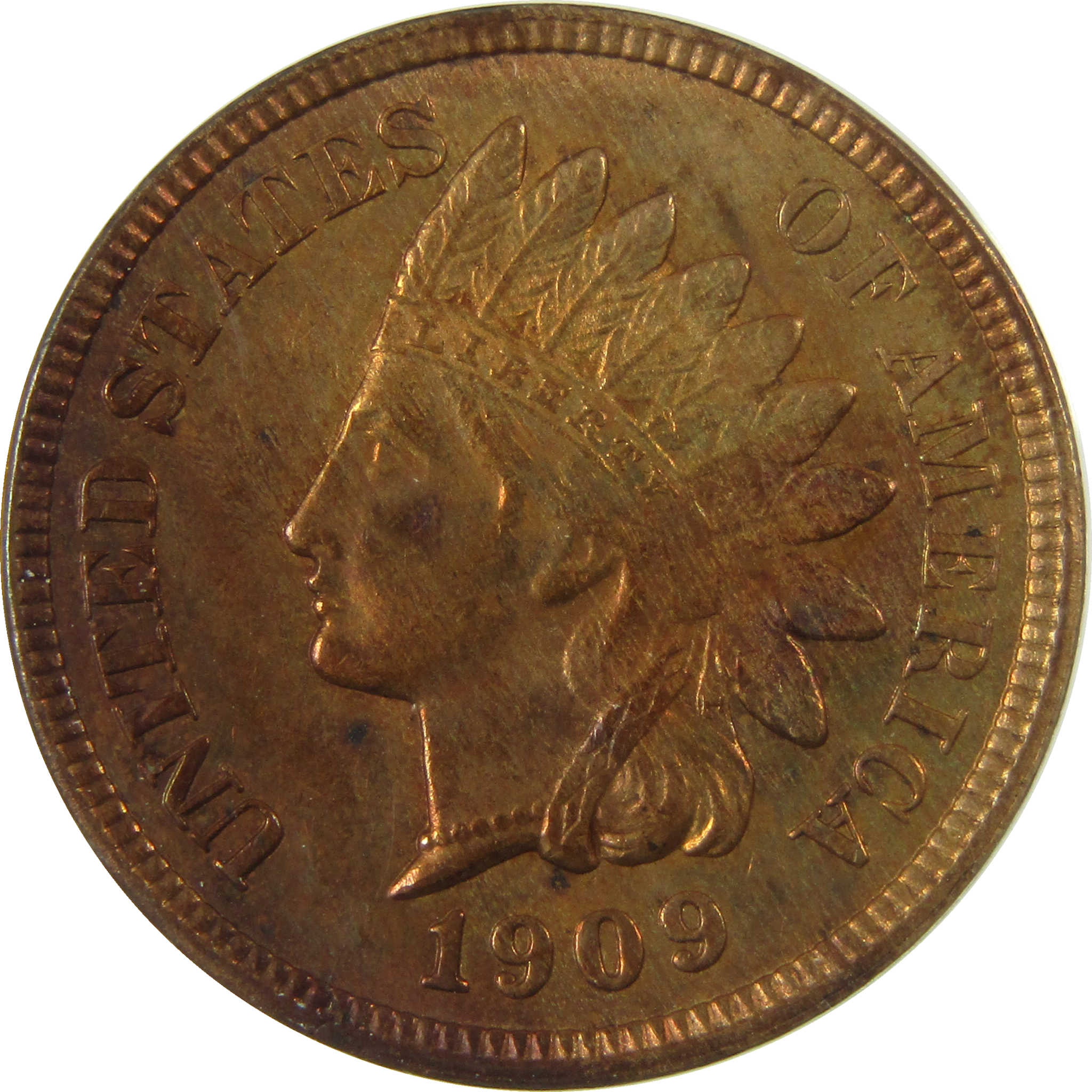 1909 Indian Head Cent MS 62 RB ANACS Uncirculated Penny SKU:I28401