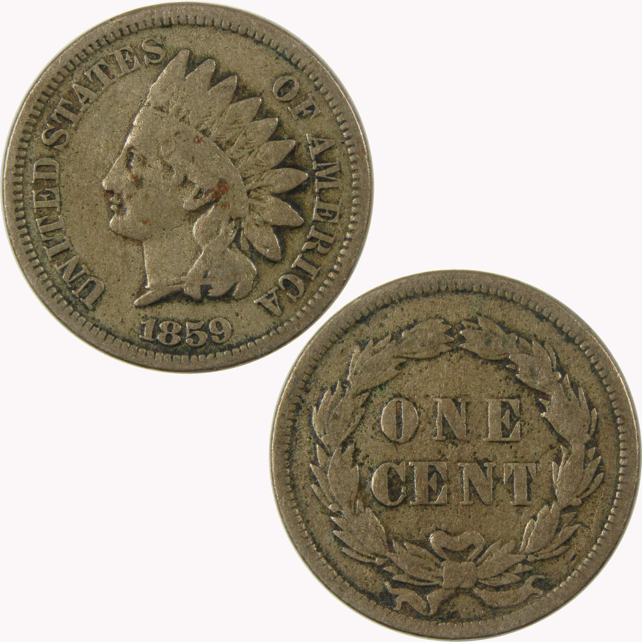 1859 Indian Head Cent G Good Penny 1c Coin SKU:CP1297