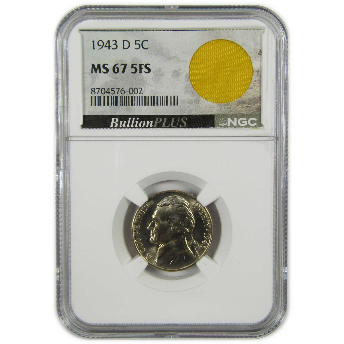 1943 D Jefferson Wartime Silver Nickel MS 67 5FS NGC Coin SKU:I28718