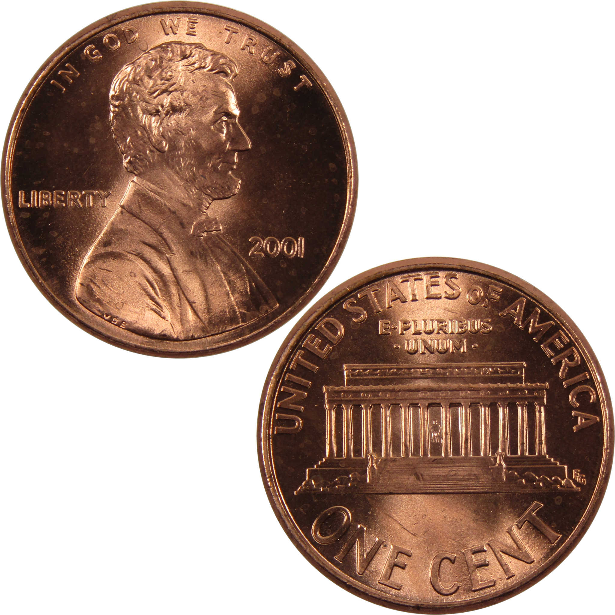 2001 Lincoln Memorial Cent BU Uncirculated Penny 1c Coin