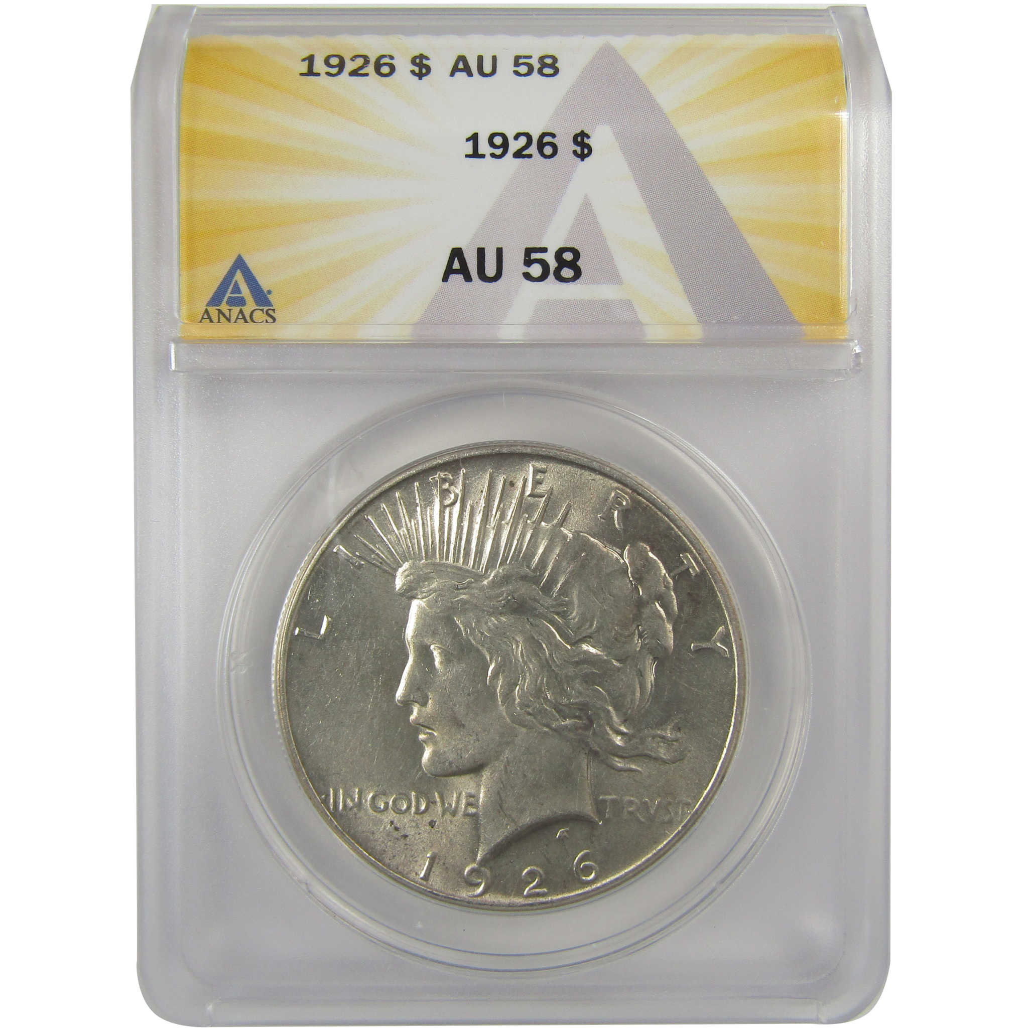 1926 Peace Dollar AU 58 ANACS Silver $1 Coin SKU:I20452