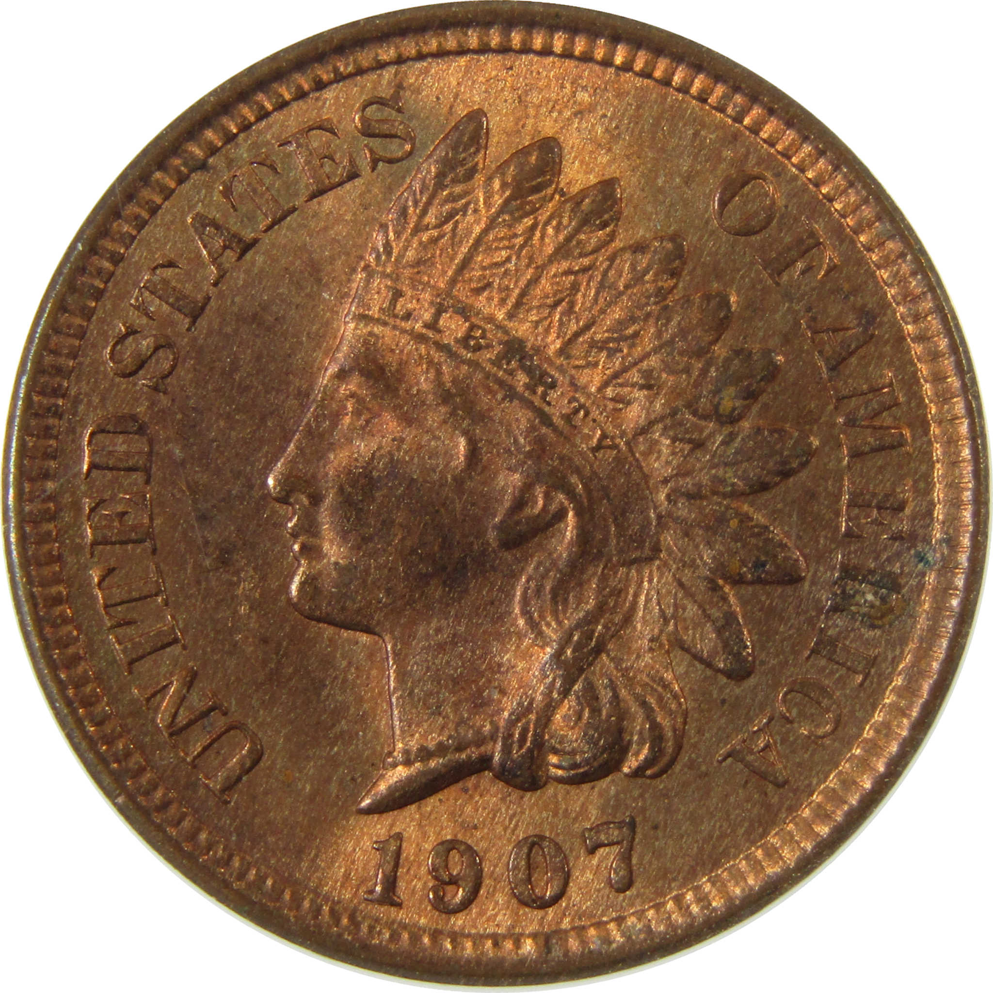 1907 Indian Head Cent MS 63 RB ANACS Uncirculated Penny SKU:I28395