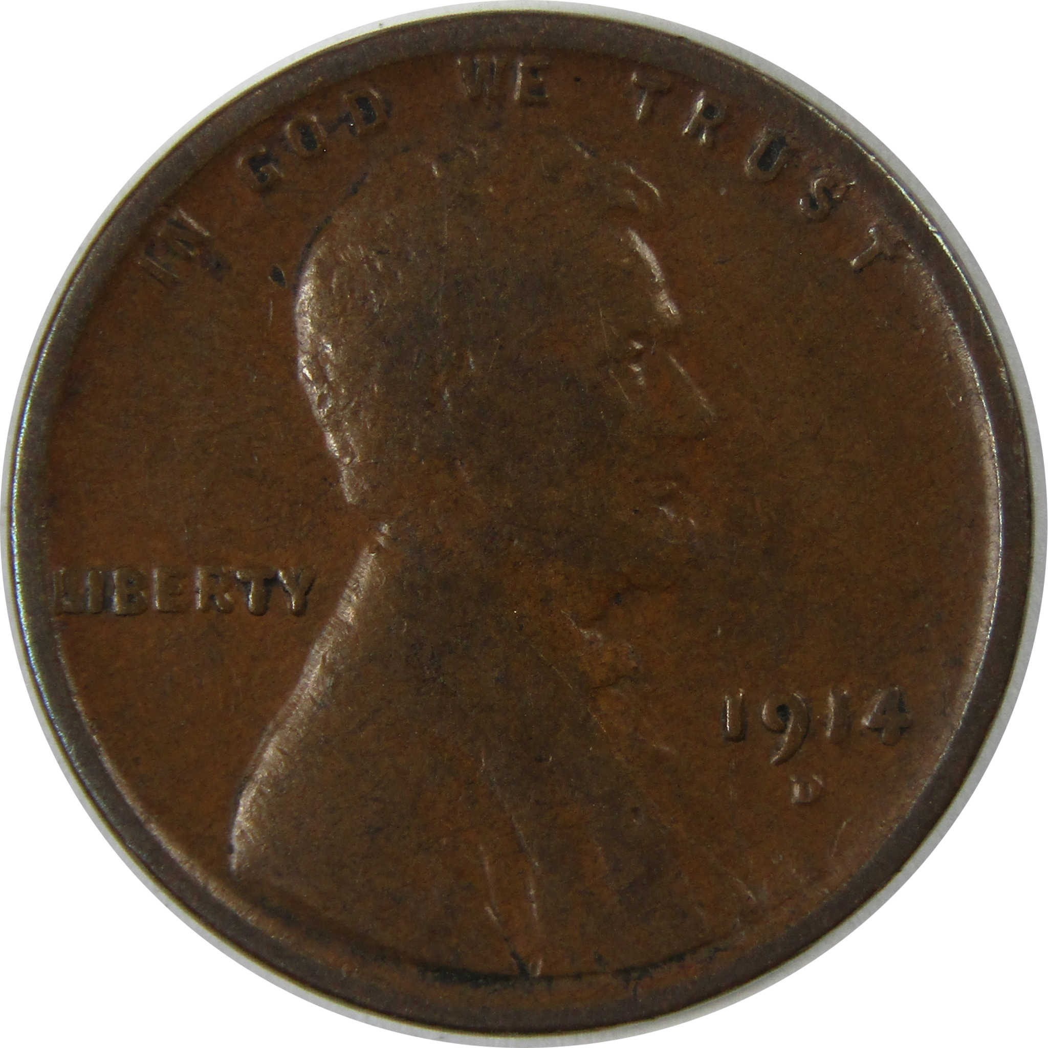 1914 D Lincoln Wheat Cent F Fine Penny 1c Coin Collectible SKU:I23700