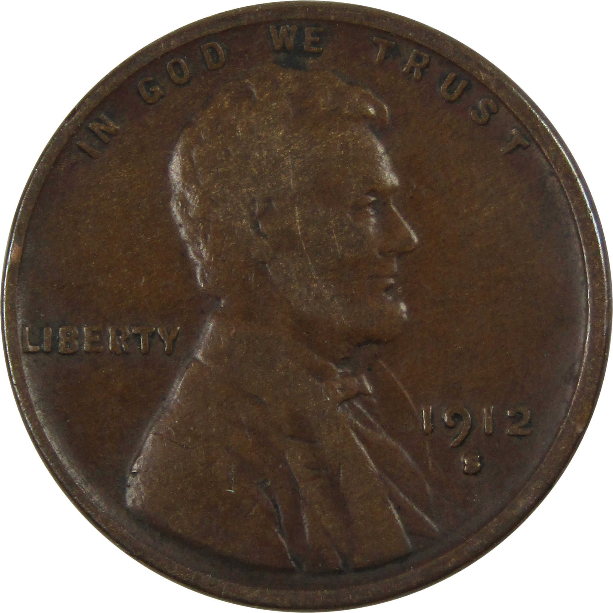1912 S Lincoln Wheat Cent F Fine Penny 1c Coin SKU:I12516