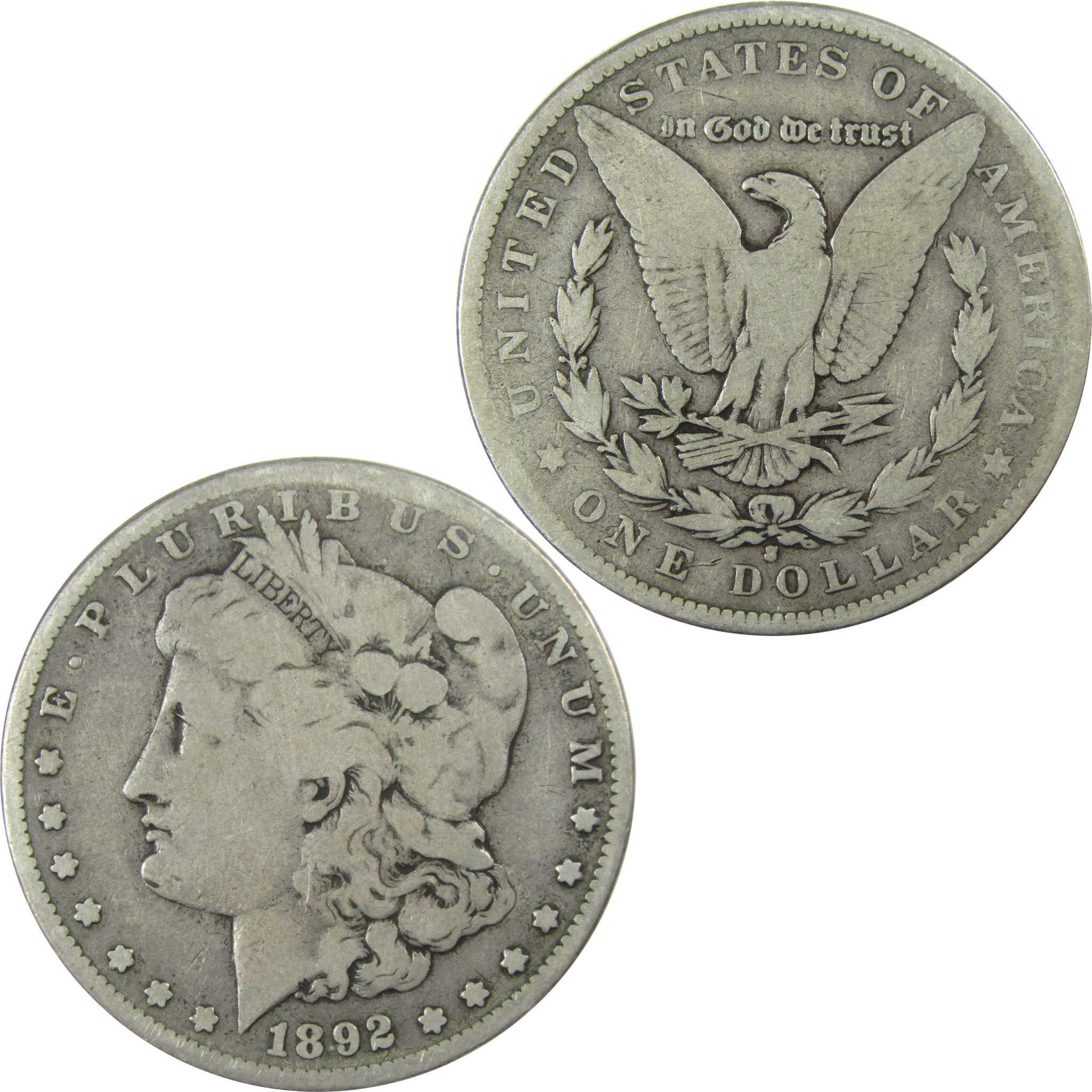 1892 S Morgan Silver Dollar VG Very Good $1 Coin SKU:I25926 - Morgan coin - Morgan silver dollar - Morgan silver dollar for sale - Profile Coins &amp; Collectibles