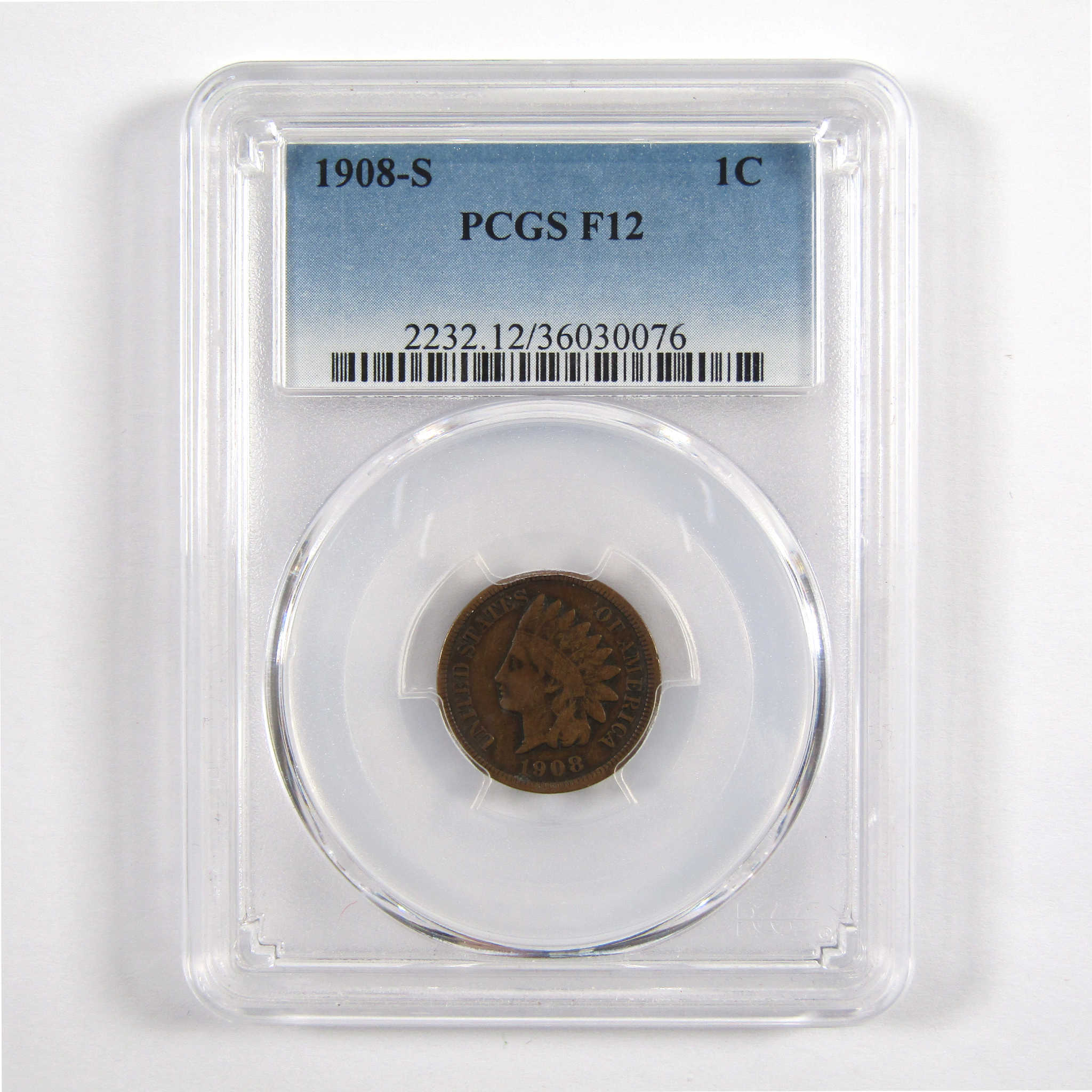 1908 S Indian Head Cent F 12 PCGS Penny 1c Coin SKU:I11080