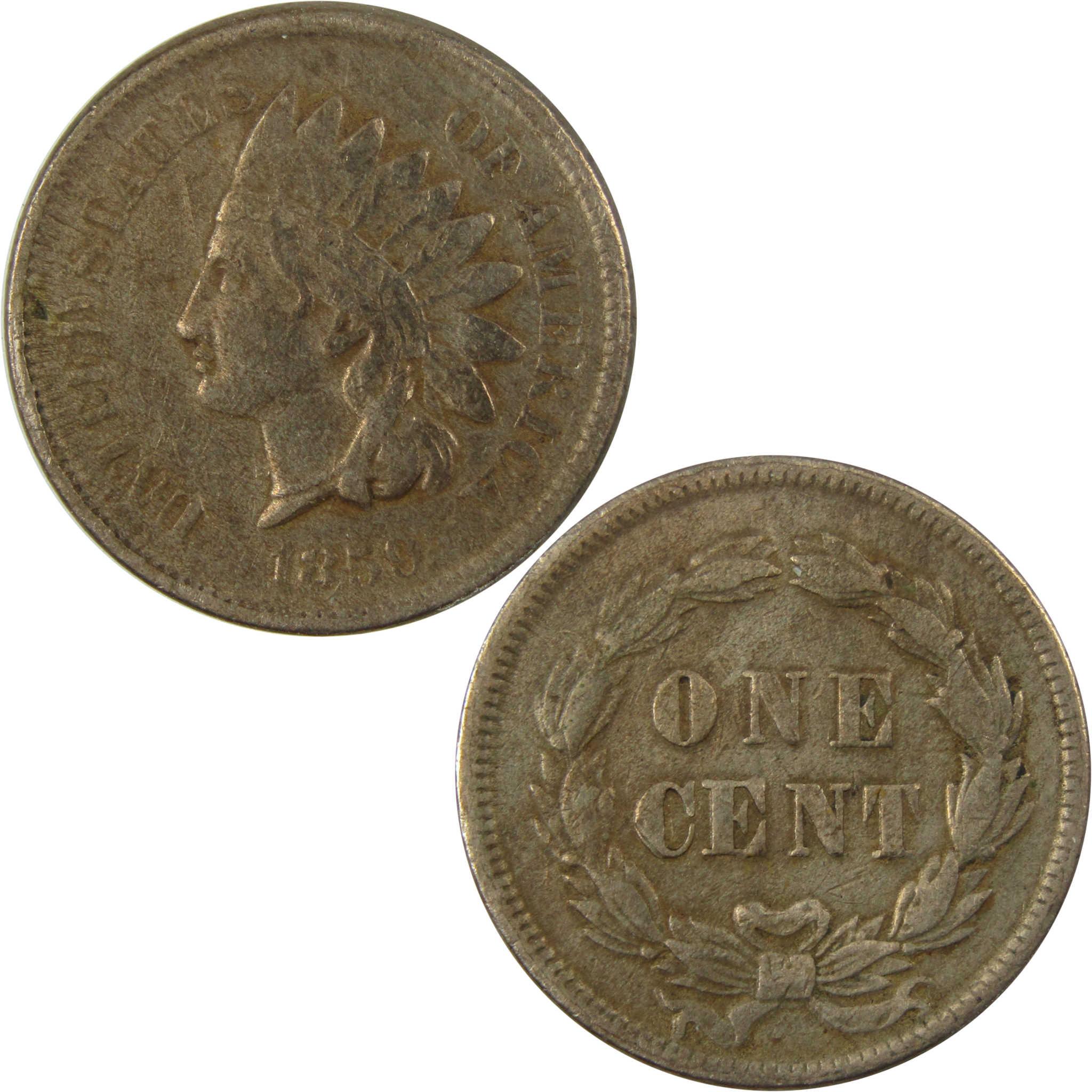 1859 Indian Head Cent VF Very Fine Details Penny 1c Coin SKU:CP1273