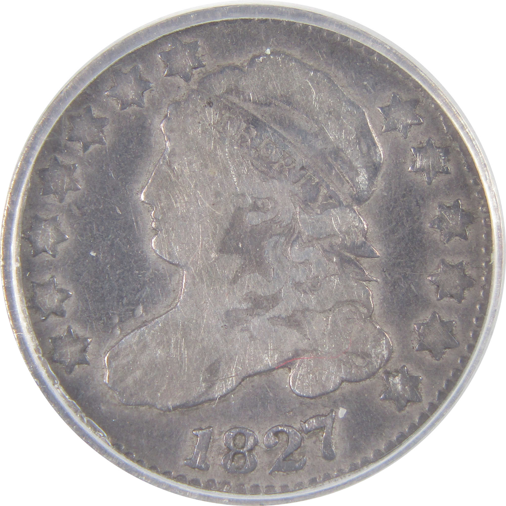 1827 Pointed Top Capped Bust Dime VG 10 ANACS Silver 10c SKU:I16827