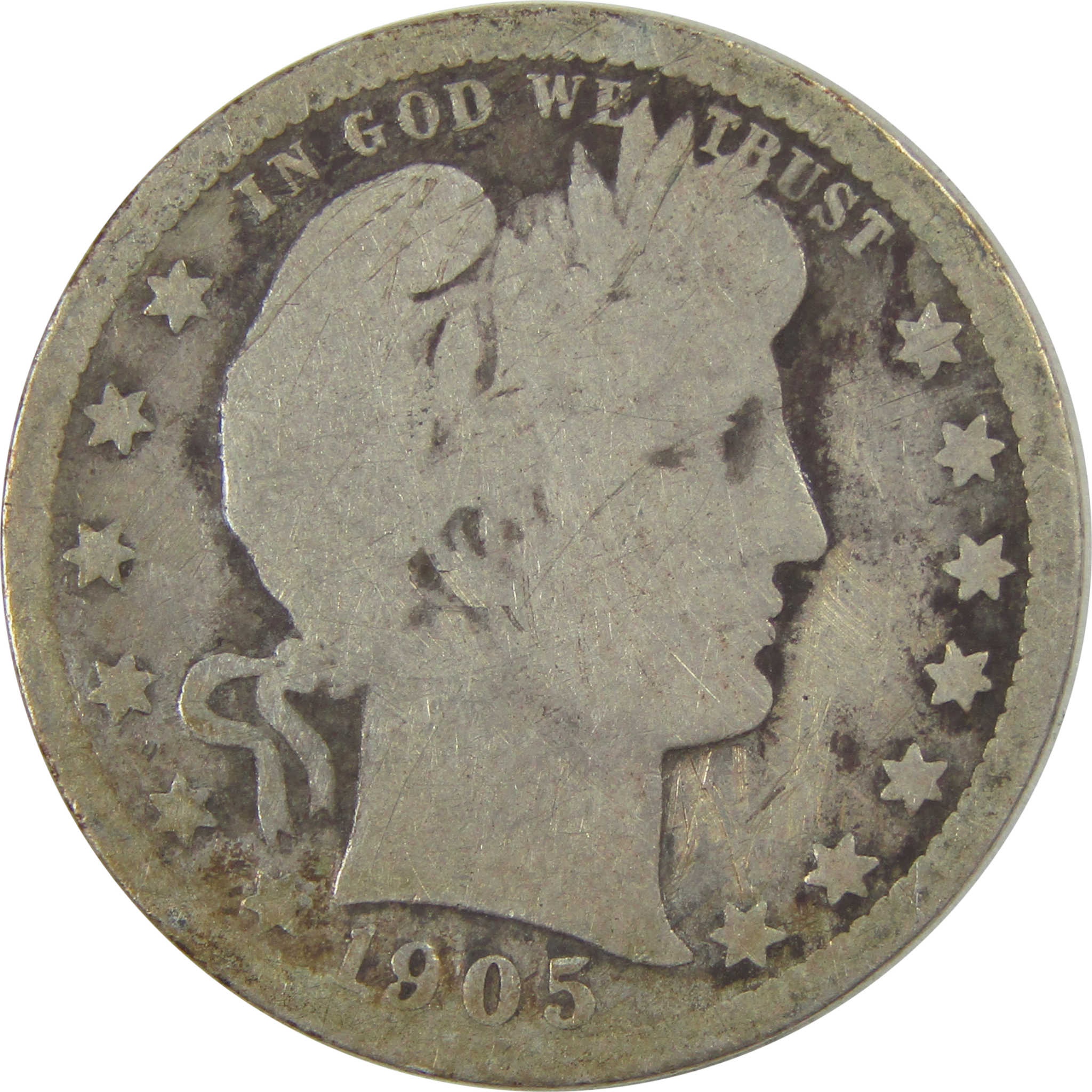 1905 O Barber Quarter AG About Good Details Silver 25c Coin SKU:I21829