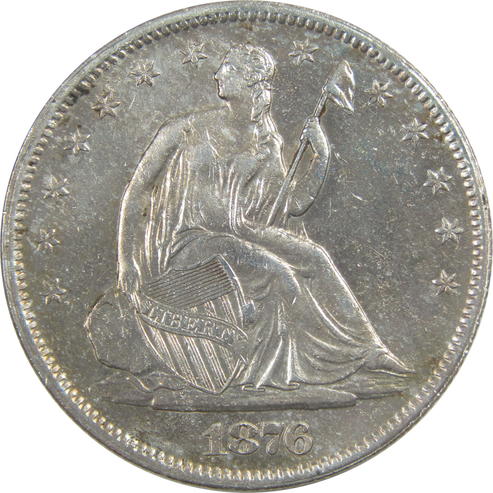 1876 S Seated Liberty Half AU About Uncirculated Details SKU:CPC8514