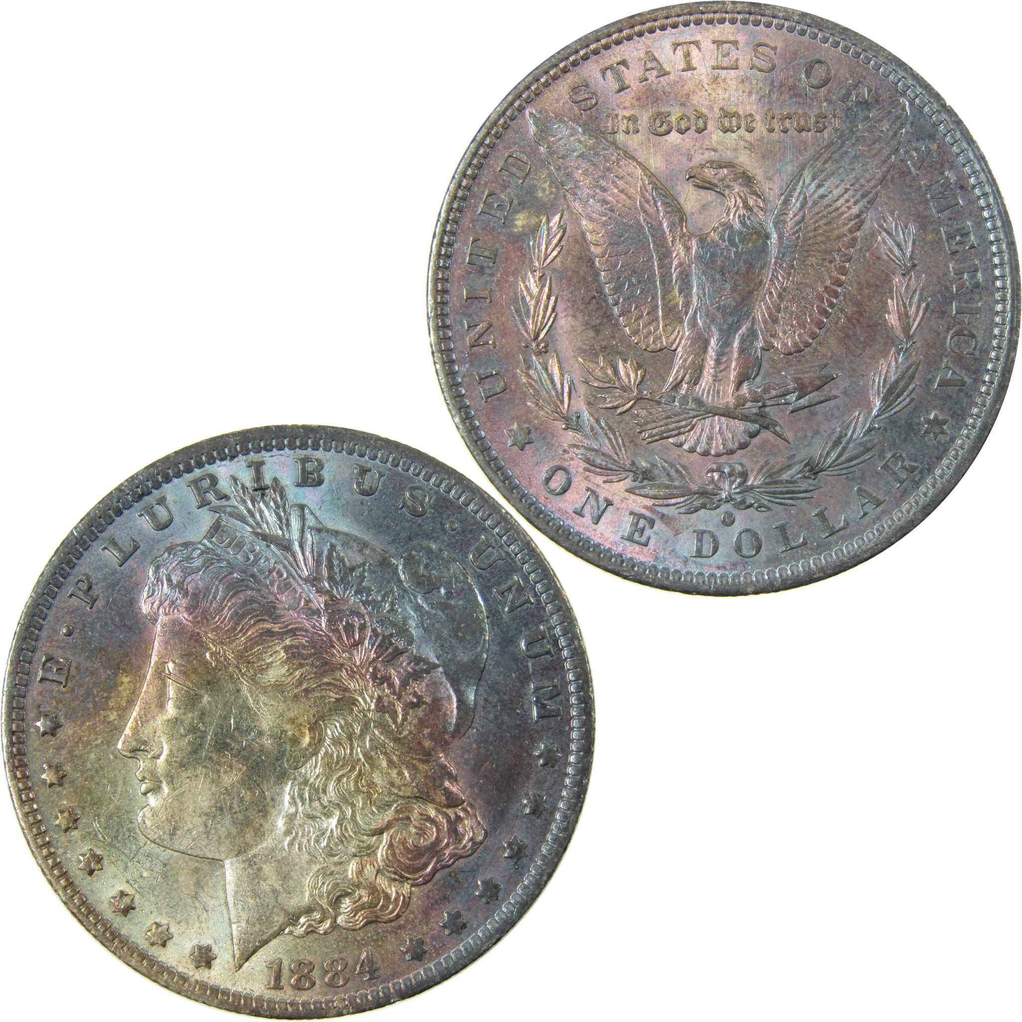 1884 O Morgan Silver Dollar AU About Uncirculated Toned SKU:CP1636