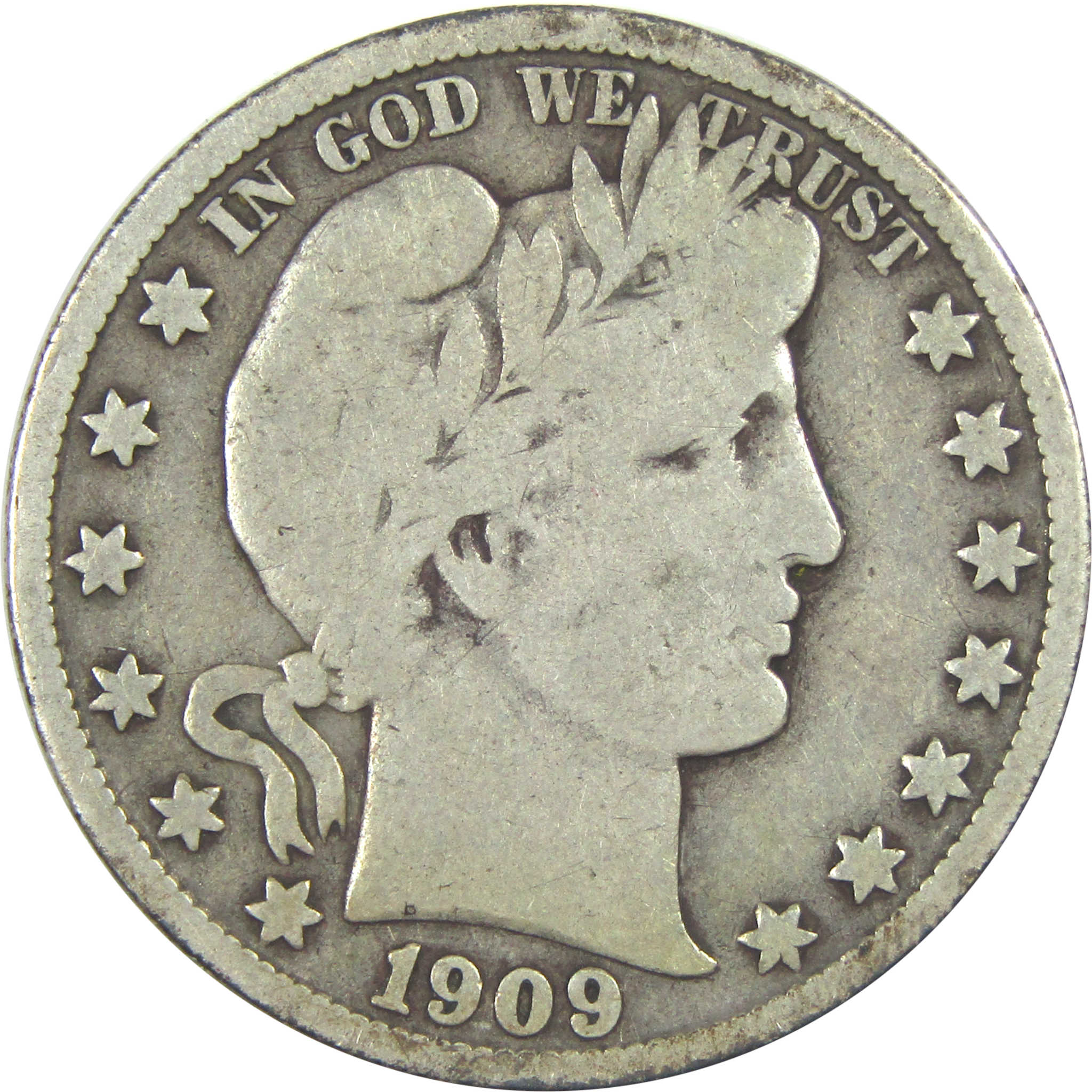 1909 S Barber Half Dollar VG Very Good Silver 50c Coin SKU:I15580