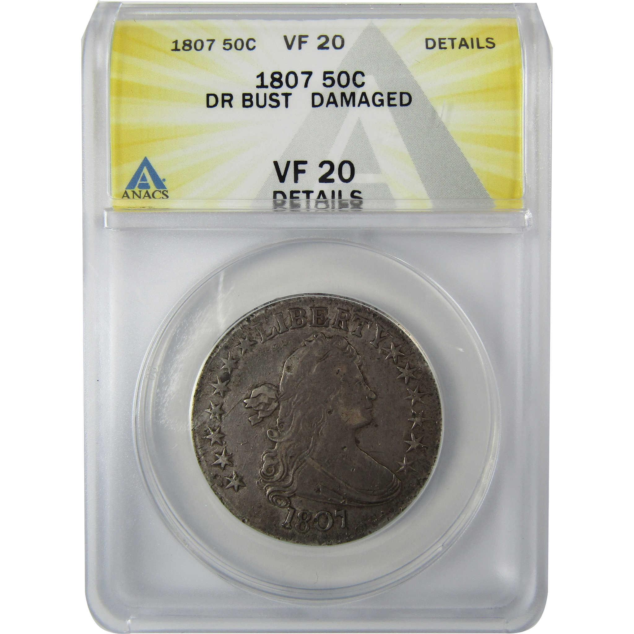 1807 Draped Bust Silver Half Dollar VF 20 Details ANACS SKU:CP780