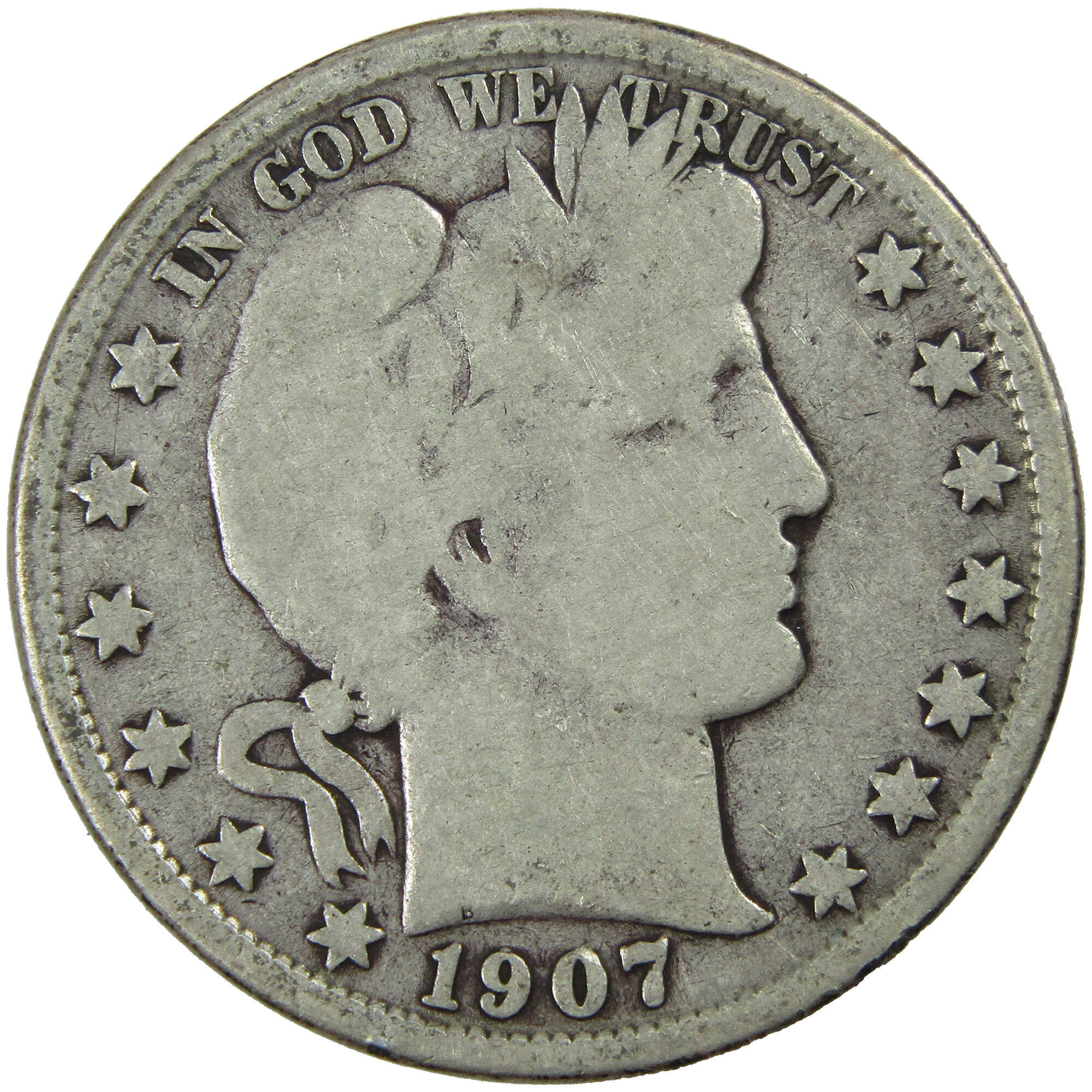 1907 O Barber Half Dollar G Good Silver 50c Coin SKU:I12764